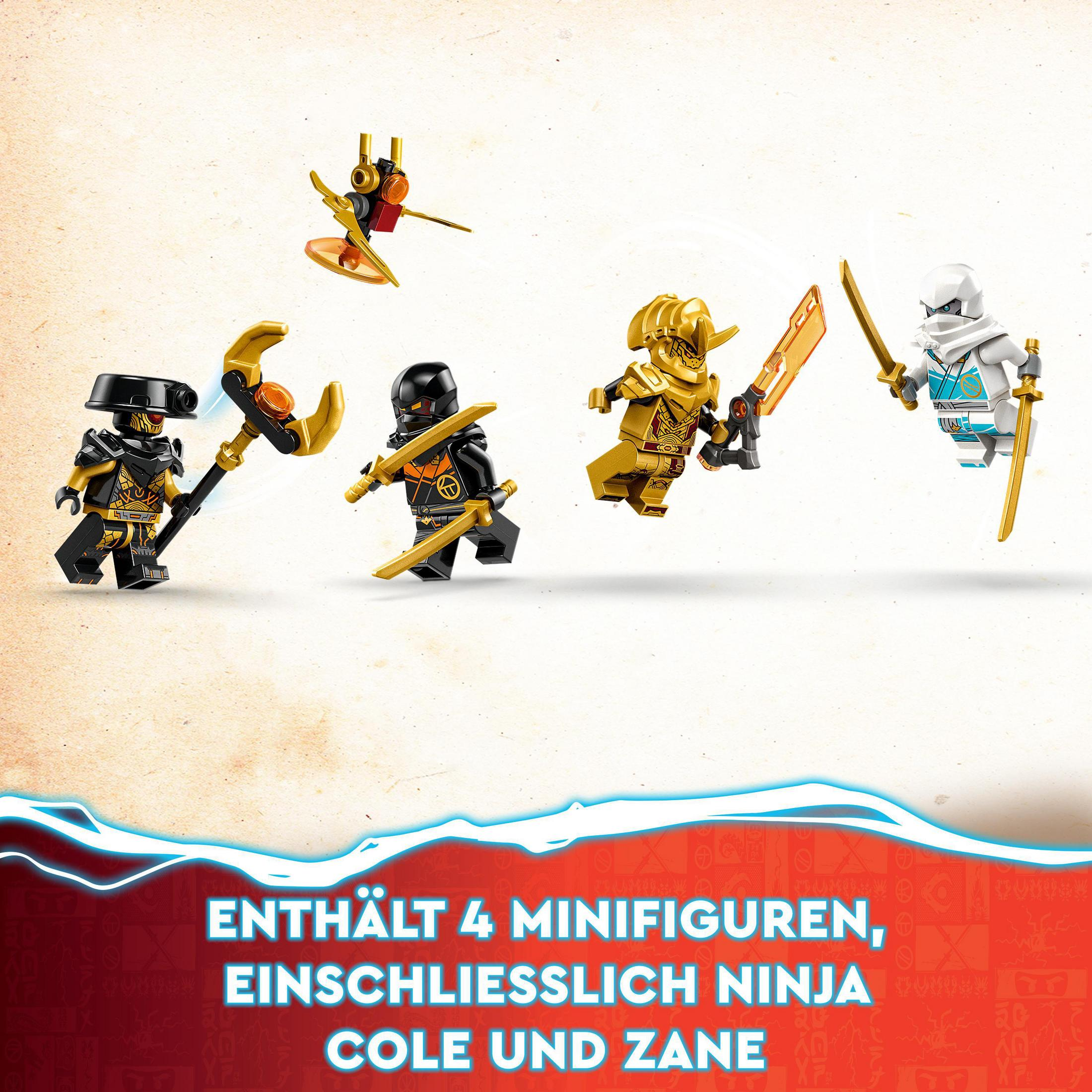 Minifigurines Lego Ninjago de Cole et Zane avec des armes.
