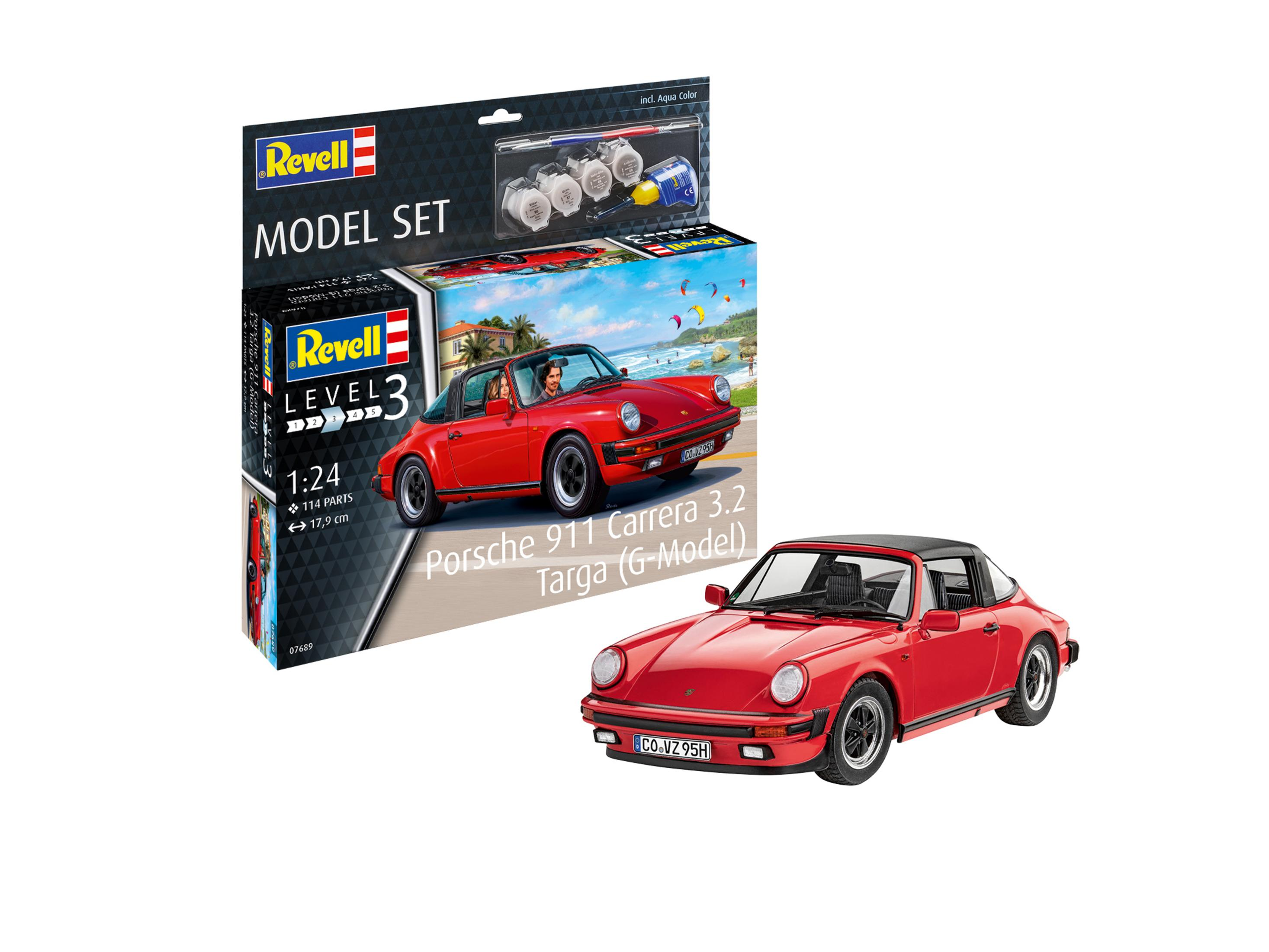 REVELL 67689 Rot Modellbau-Set, 911 TARGA 3.2 SET MODEL CARRERA (G-M PORSCHE