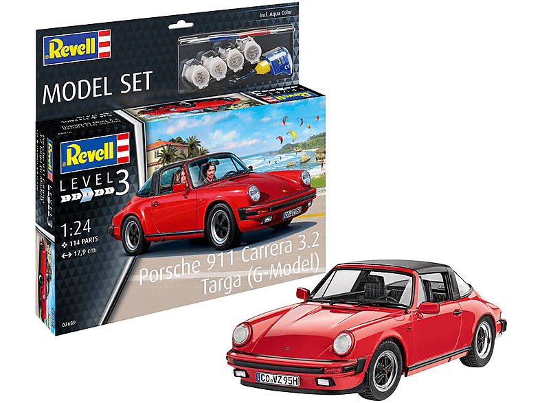 REVELL 67689 MODEL SET PORSCHE Modellbau-Set, (G-M 3.2 Rot CARRERA 911 TARGA