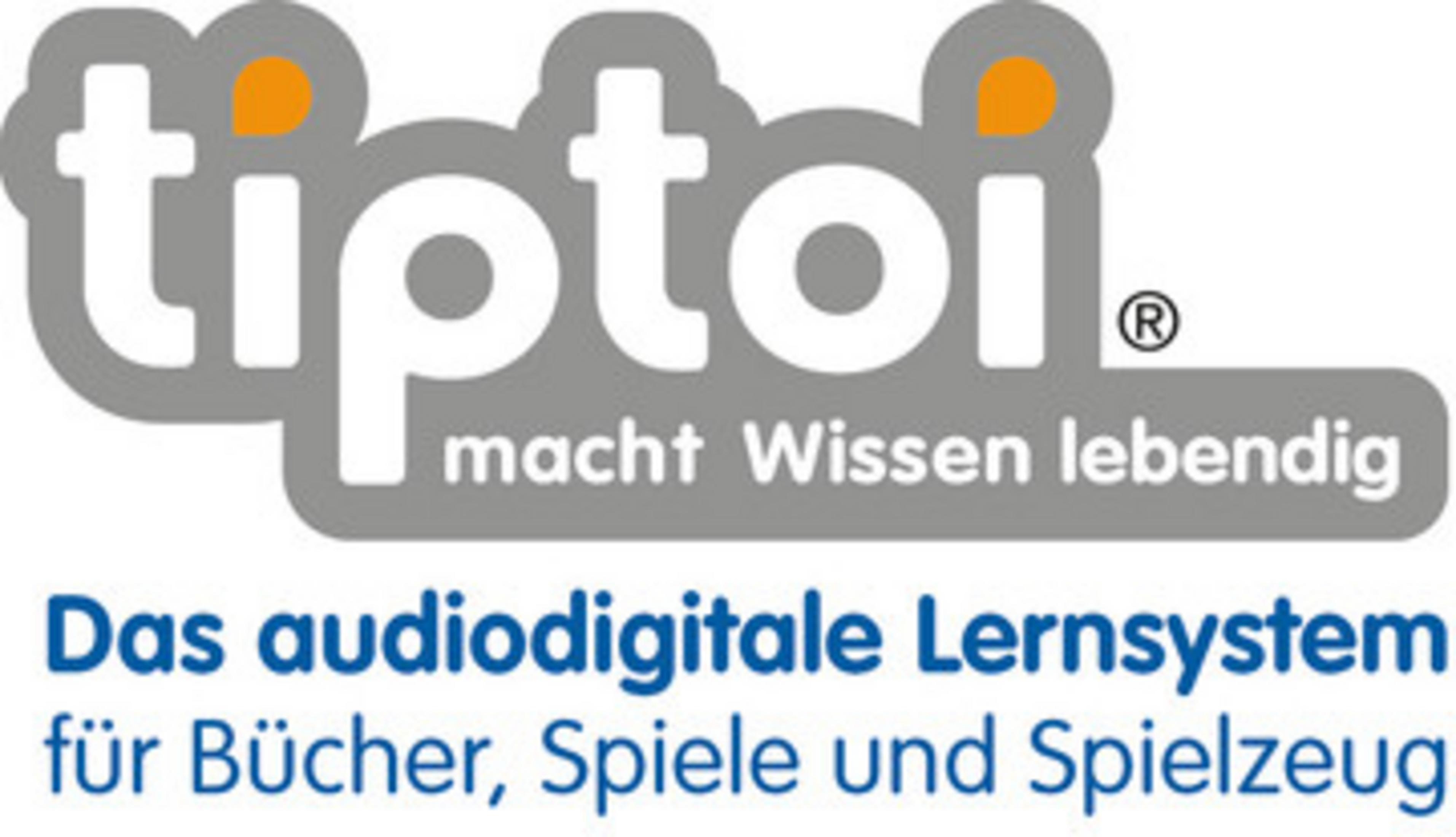 Logo des Lernsystems "tiptoi" mit deutschem Text.