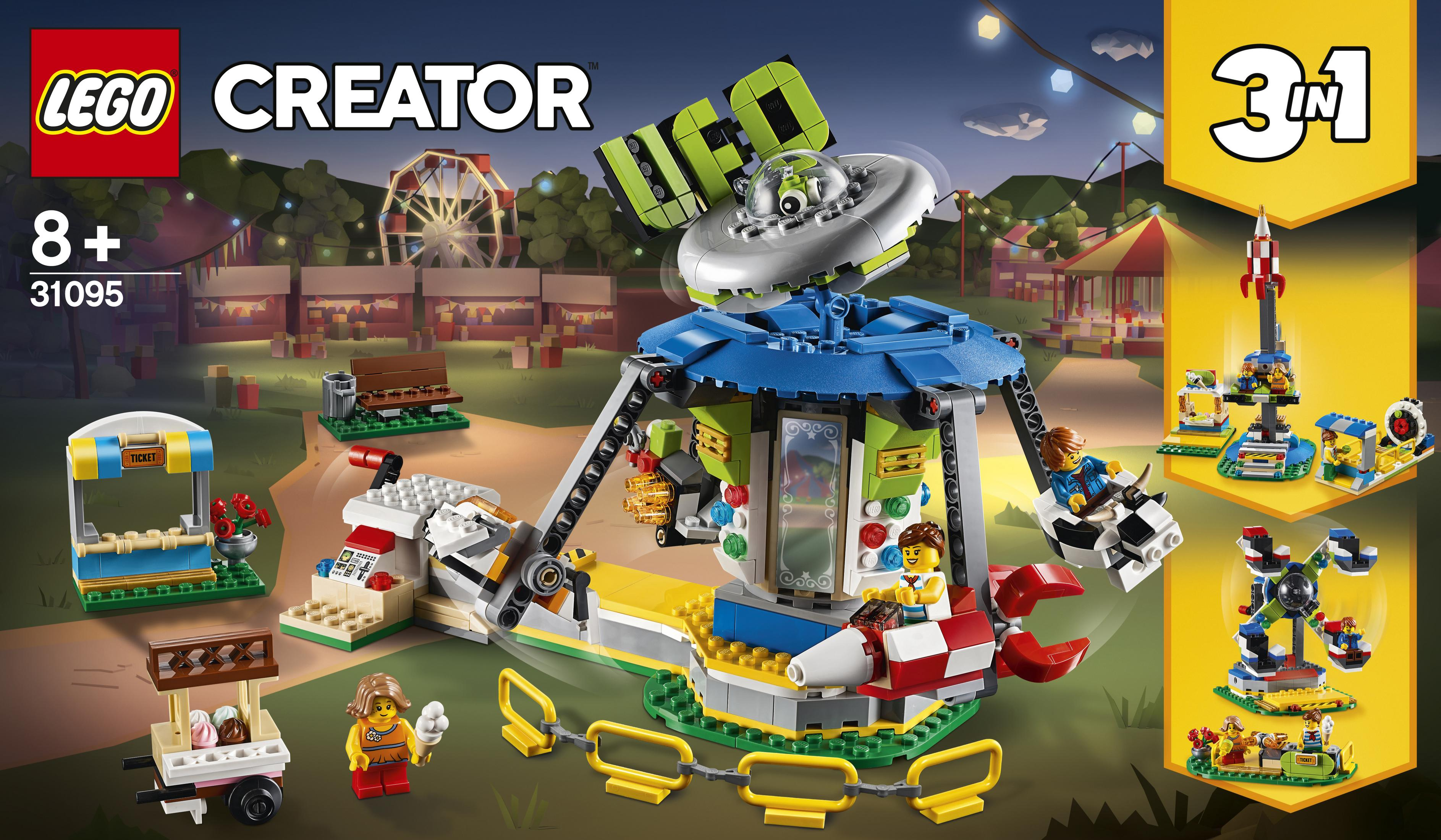 LEGO Creator 3-in-1 amusement park set with various rides.