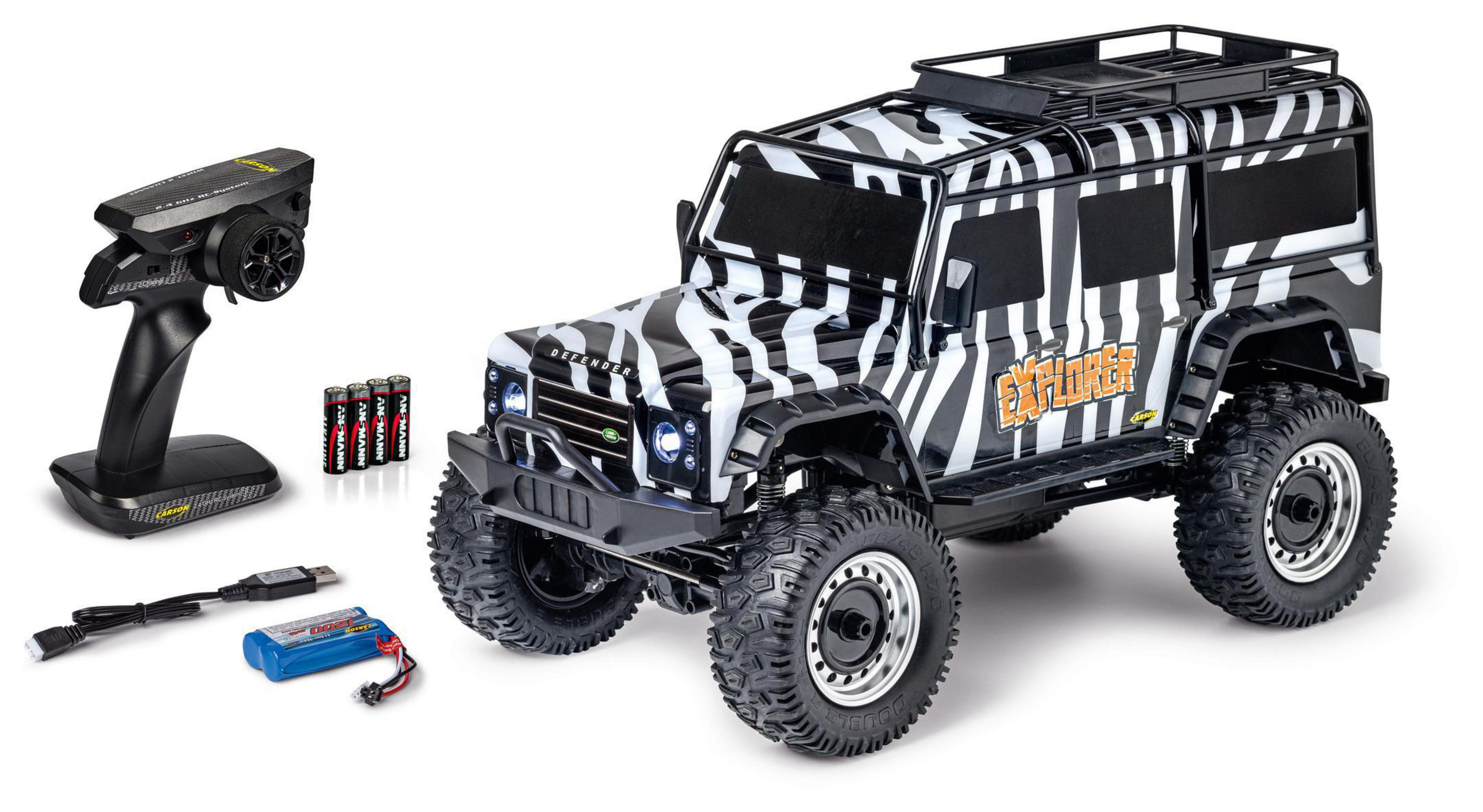 Spielzeugauto, 500404239 Zebra-Lackierung SAFARI LAND DEFENDER CARSON R/C 1:8 ROVER