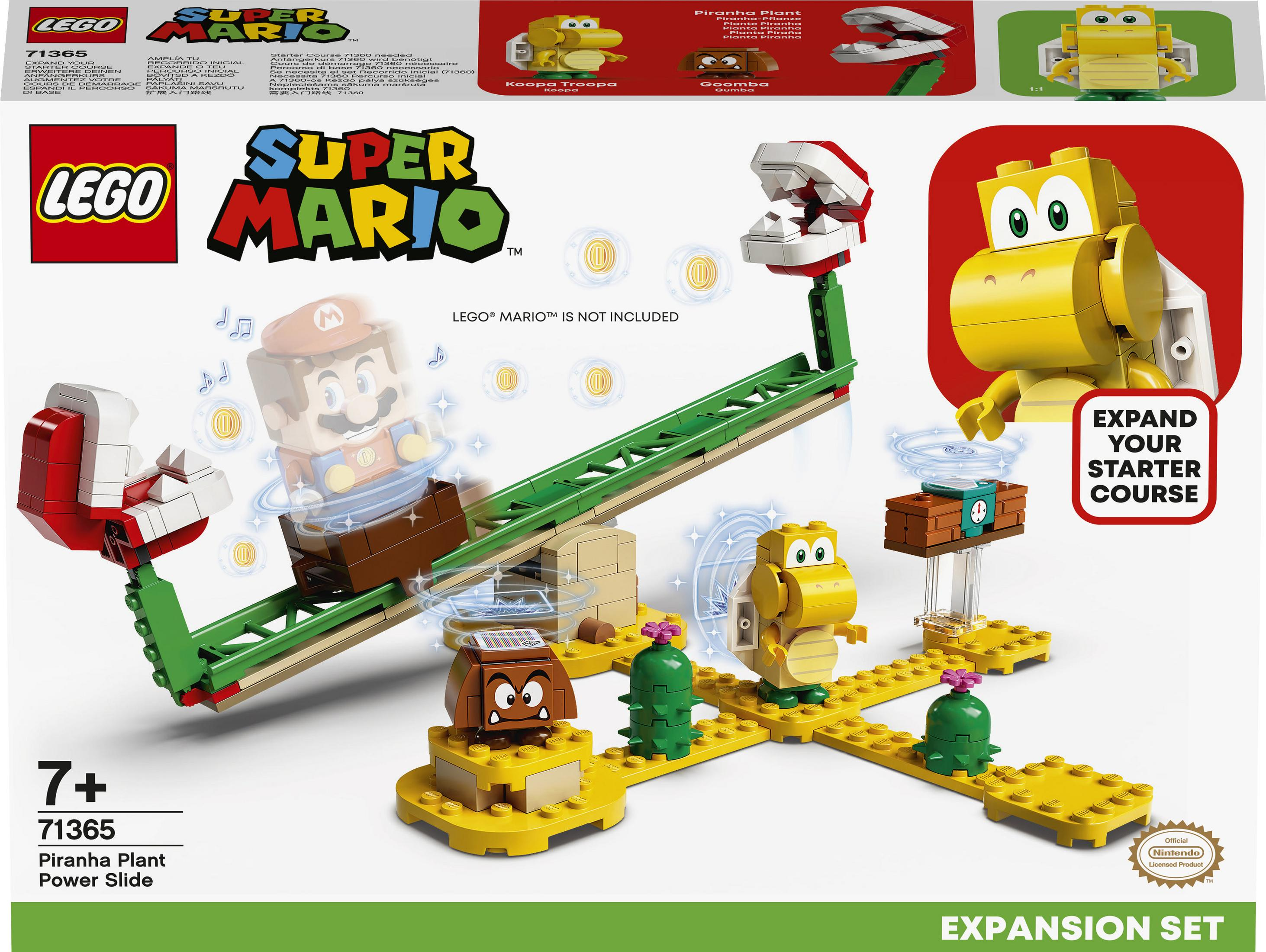 Lego Super Mario Piranha-Pflanze Power Slide Erweiterungsset. Enthält Mario-Figur und andere Blöcke.