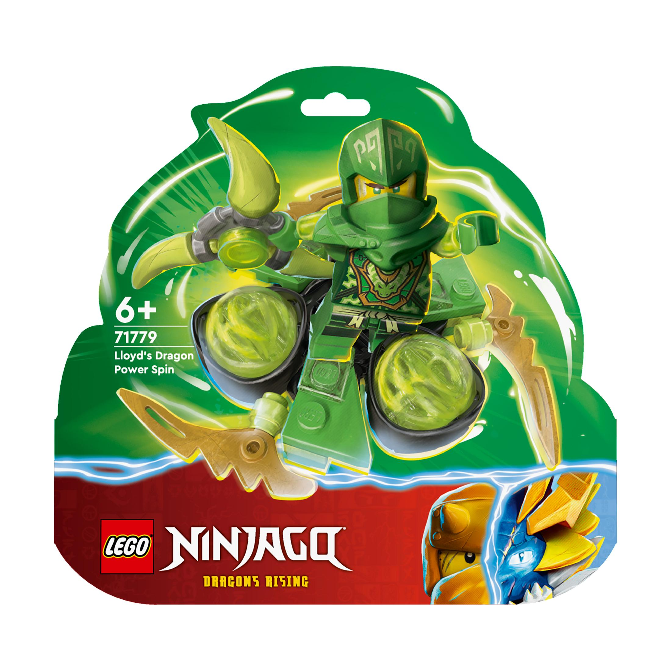 Lego Ninjago set ambalajı. Bir araç üzerinde yeşil bir ninja gösteriliyor.