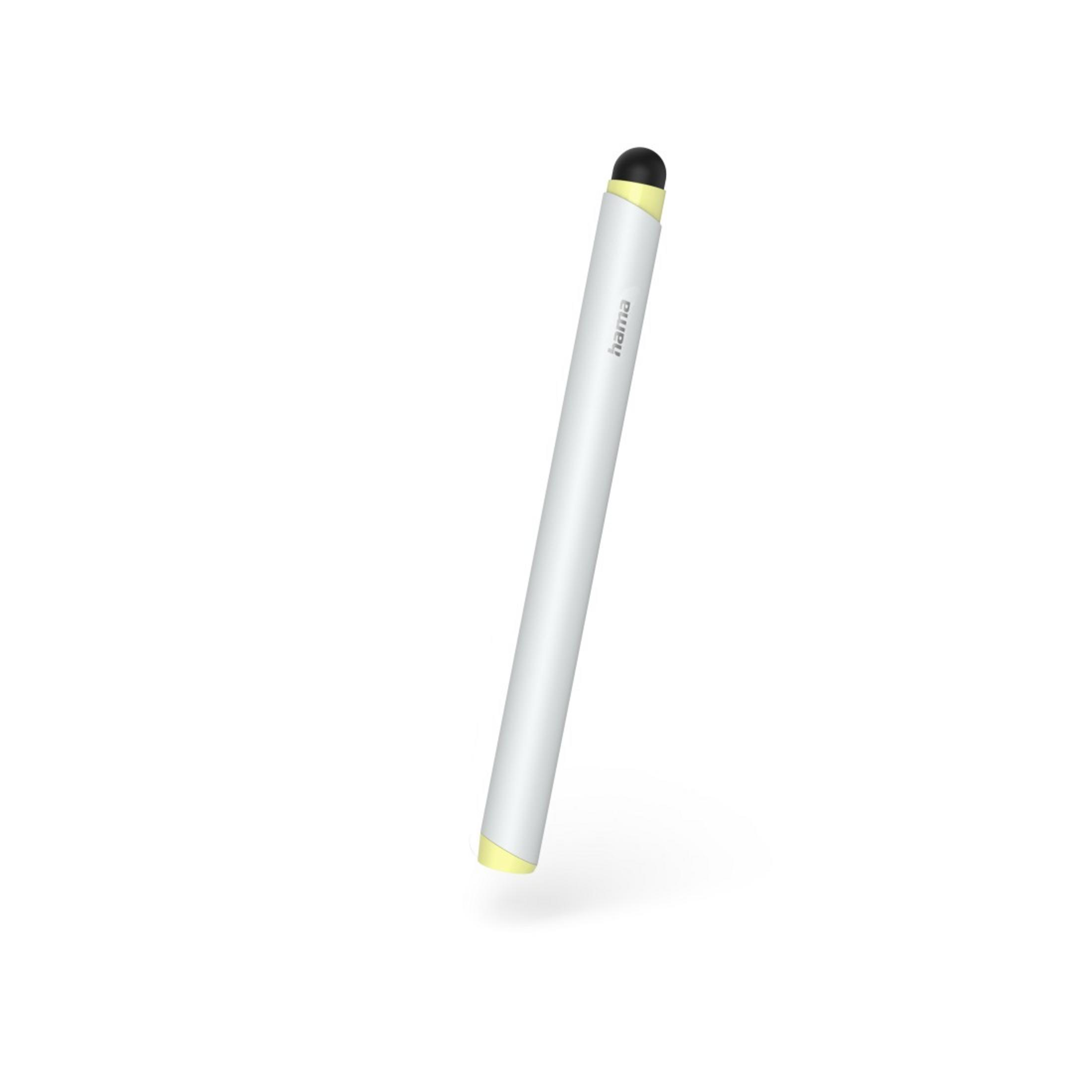 Ein weißer und gelber Stift auf weißem Hintergrund isoliert.