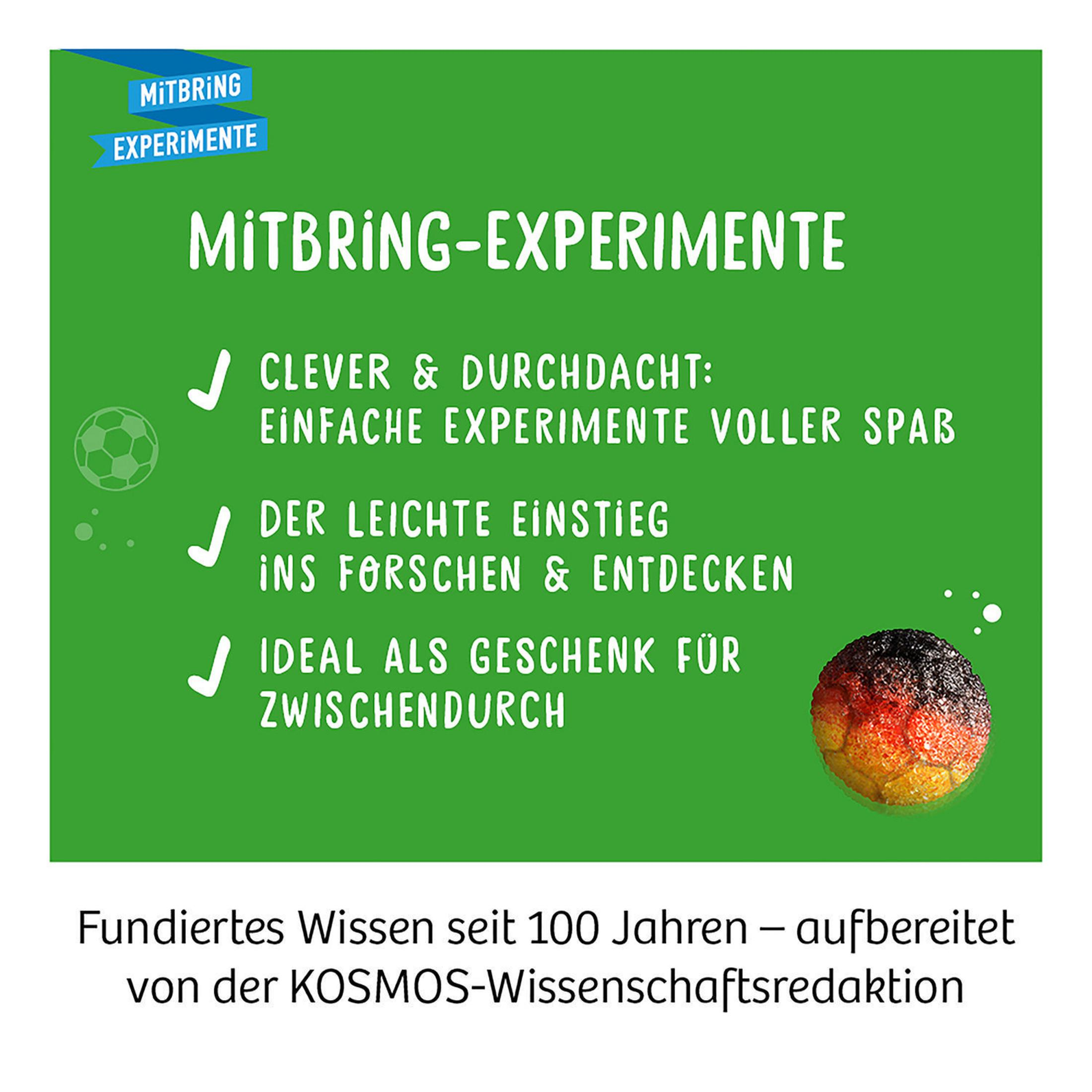 Grafik mit Text und Häkchen, Fußball und Globus.