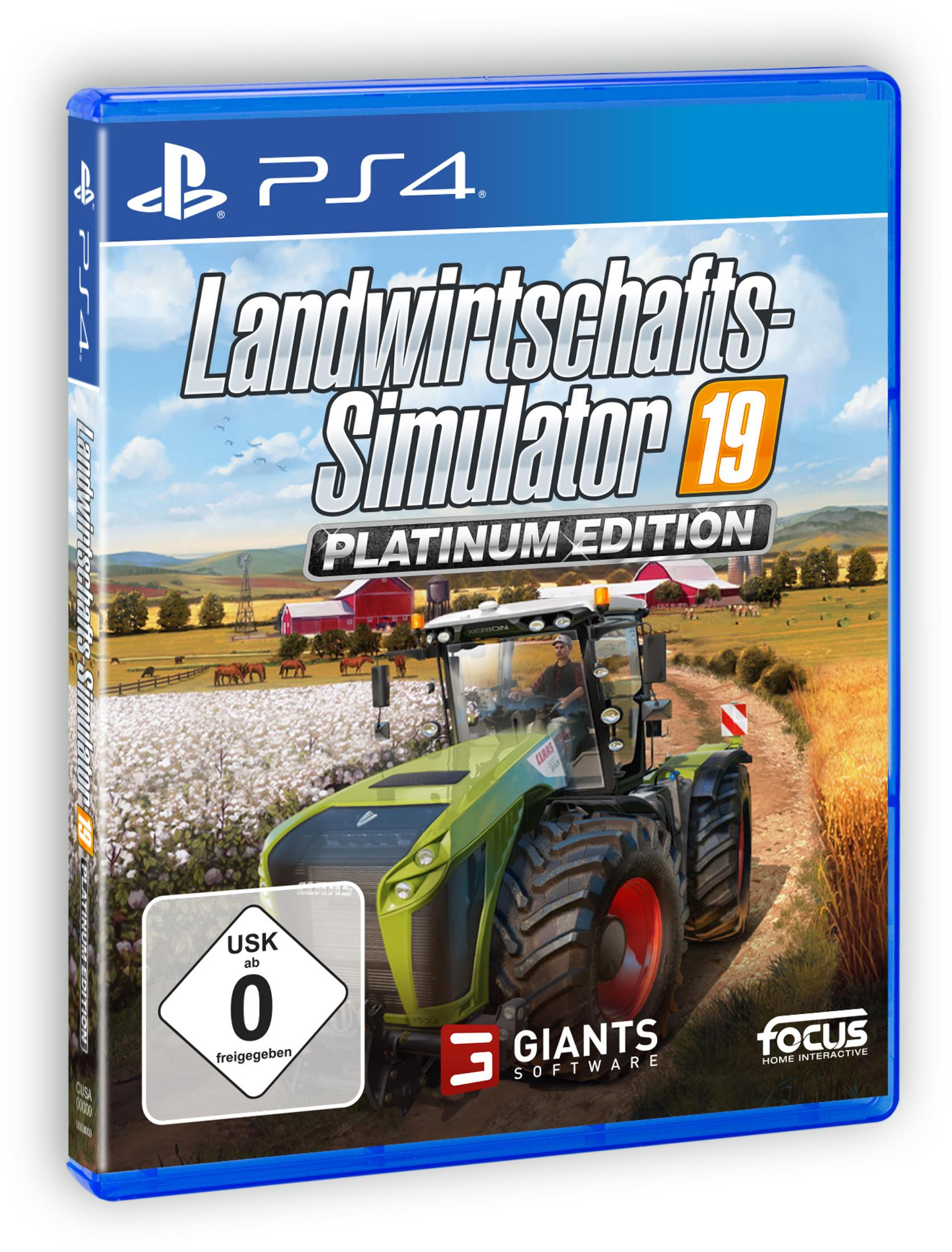 PS4-Spielbox von 'Landwirtschafts-Simulator 19 Platinum Edition'.