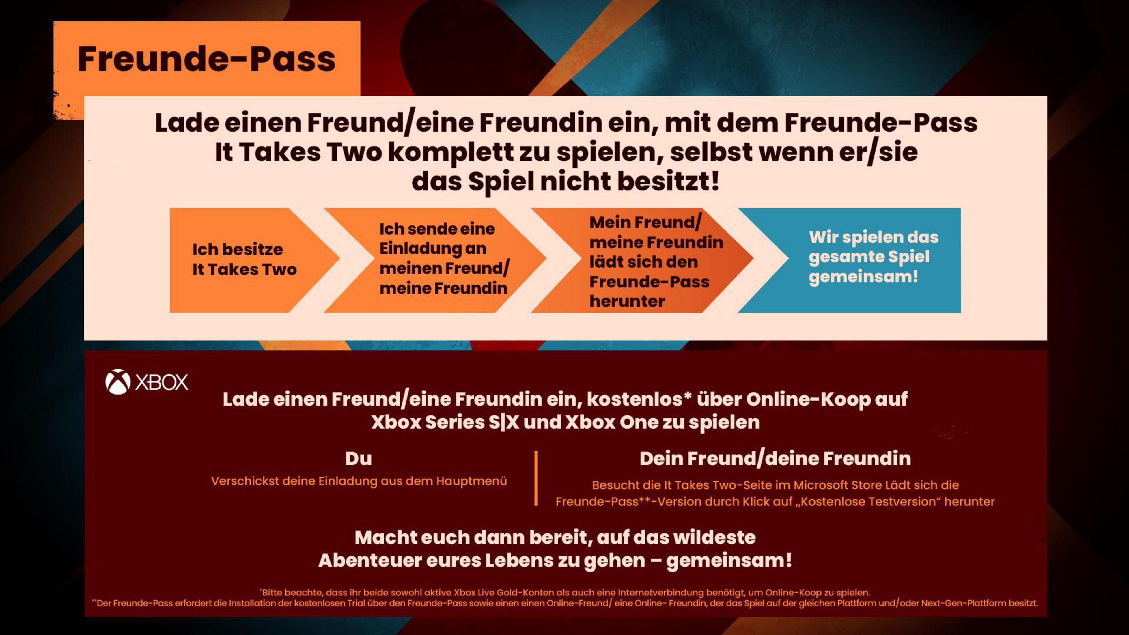 Grafica promozionale per un videogioco, testo in tedesco su sfondo colorato.