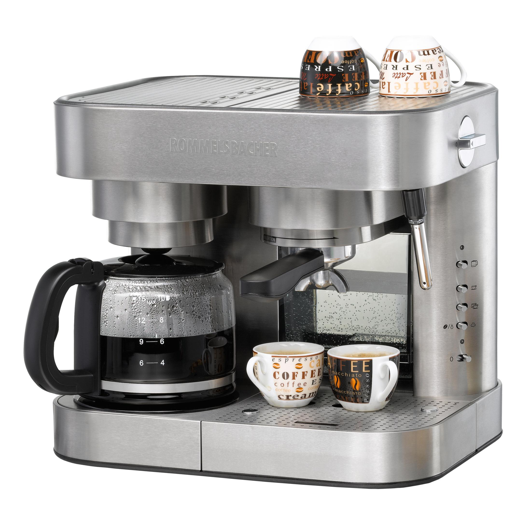 ROMMELSBACHER EKS 3010 KAFFEE/ESPRESSO Edelstahl Kaffeemaschine Espressomaschine, CENTER