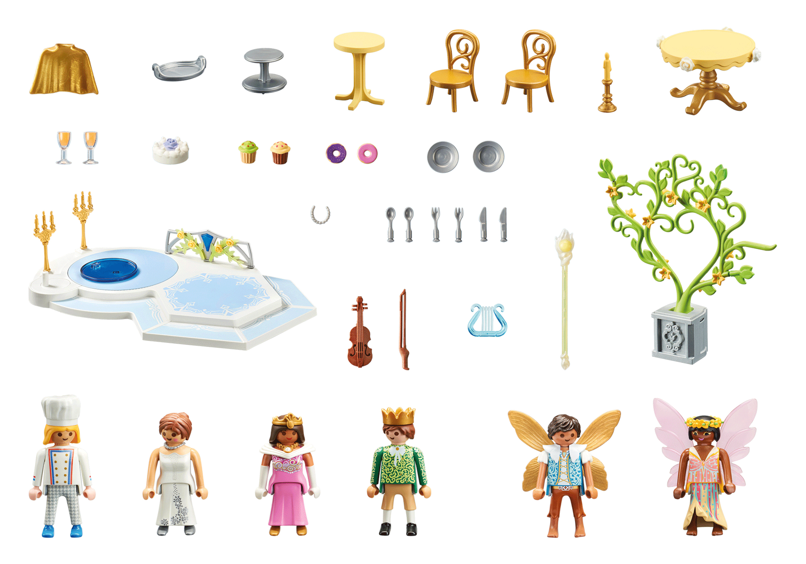 Playmobil Feen-Hochzeits-Set mit Figuren, Tisch, Kuchen und Zubehör.
