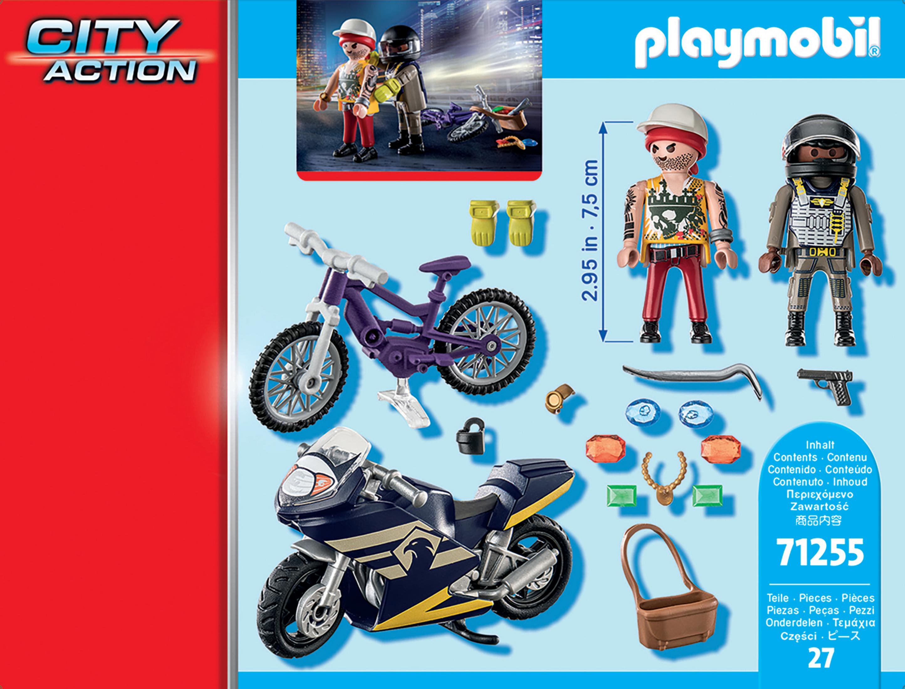Playmobil City Action Set. Enthält Spielfiguren, Motorrad, Fahrrad, Werkzeuge und Zubehör.
