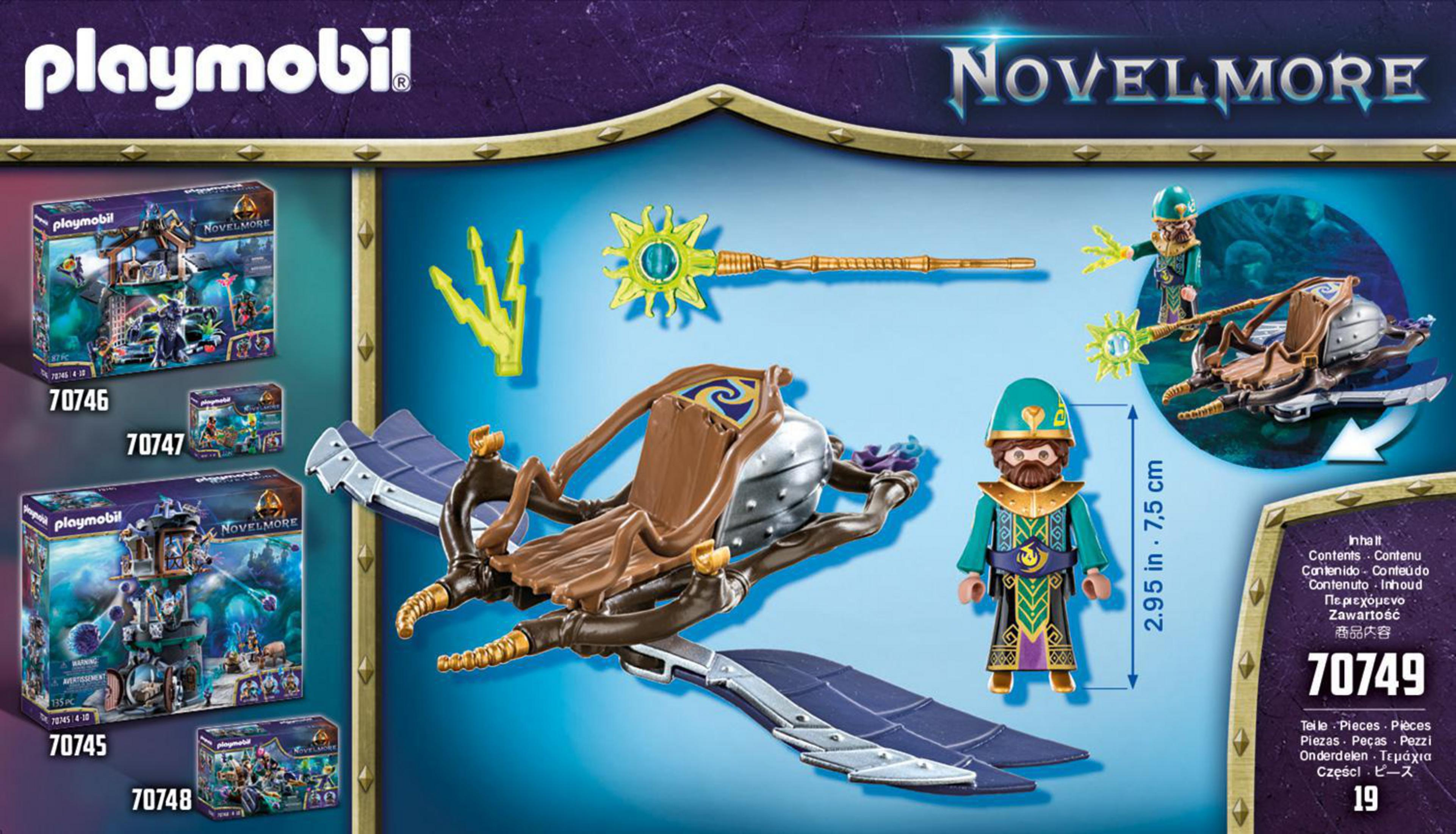 Scatola del set di gioco Playmobil Novelmore. Include personaggi, drago ed elementi del castello.