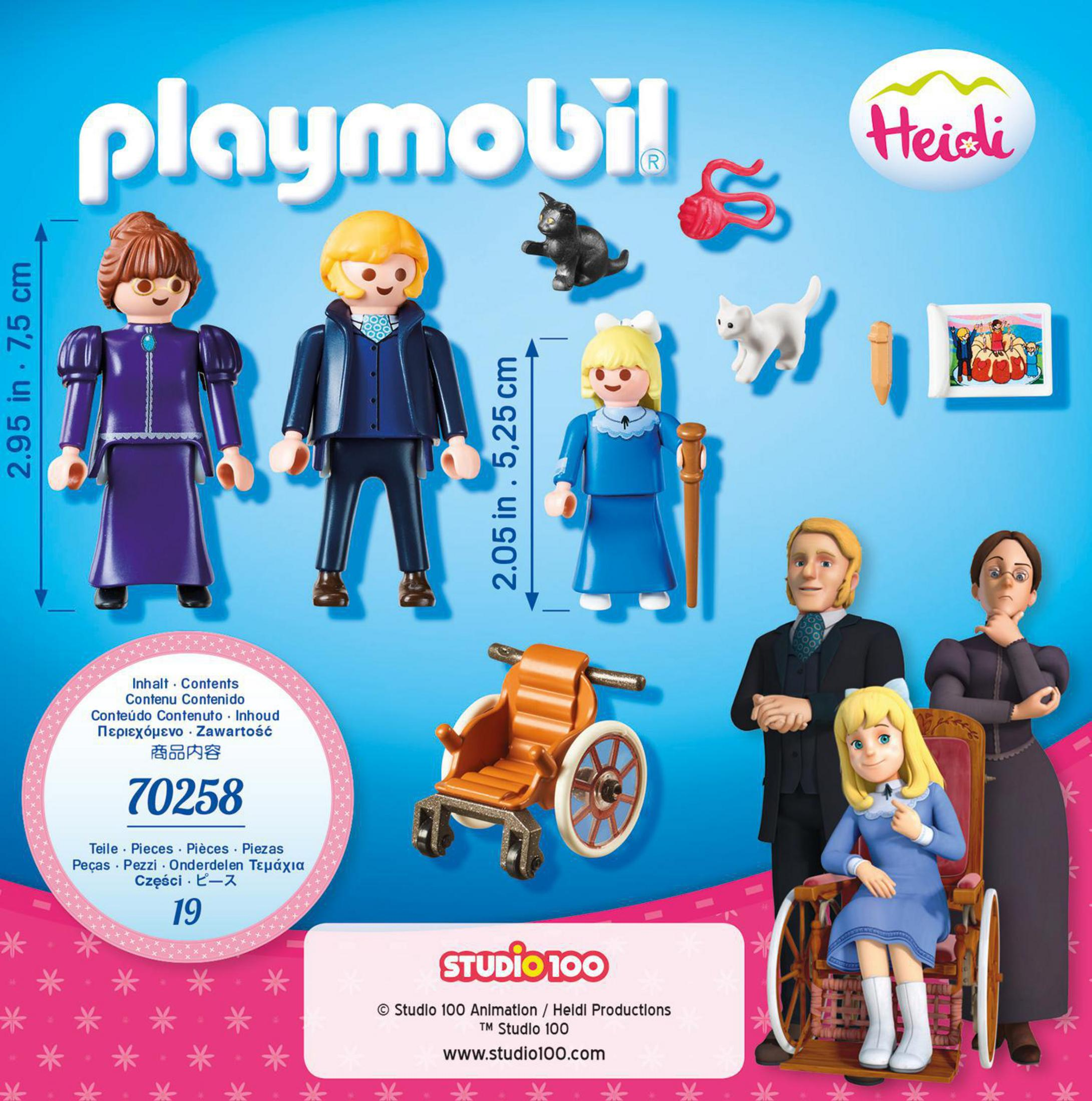 Playmobil Heidi-Set mit Figuren von Heidi, ihrer Familie und Zubehör. Inklusive Rollstuhl.