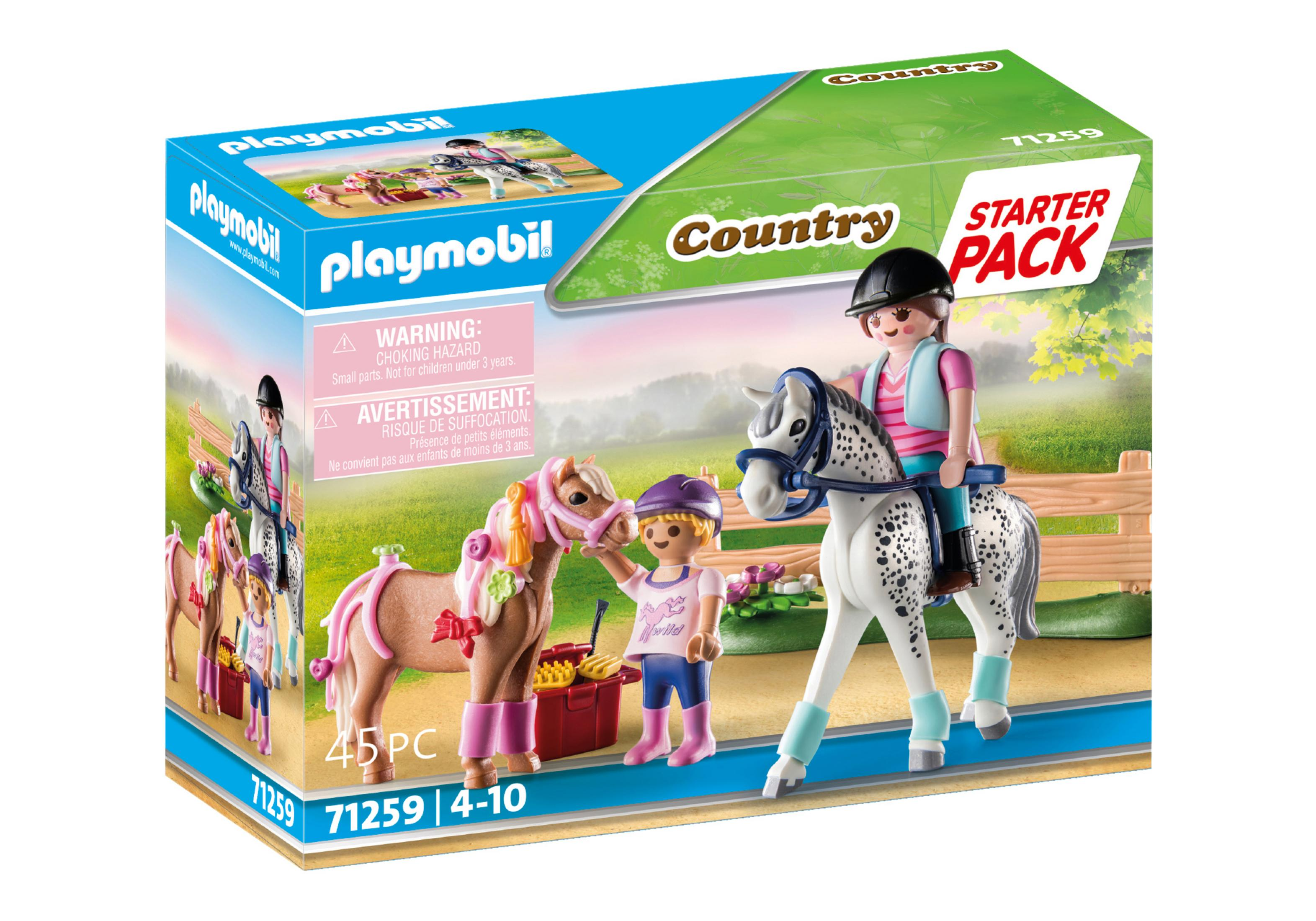 Playmobil Country Starter Pack con bambina a cavallo e altre statuine.