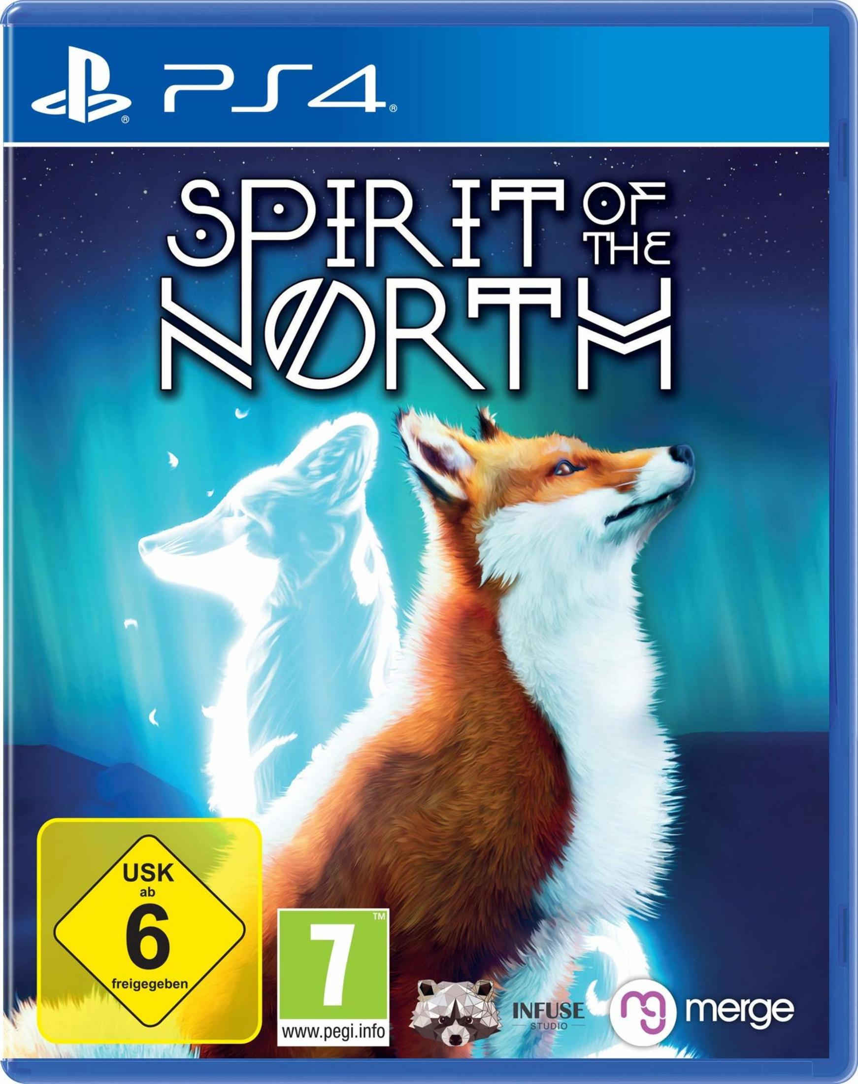 Copertina del gioco PS4 'Spirit of the North', con una volpe e una volpe spirito sulla copertina.