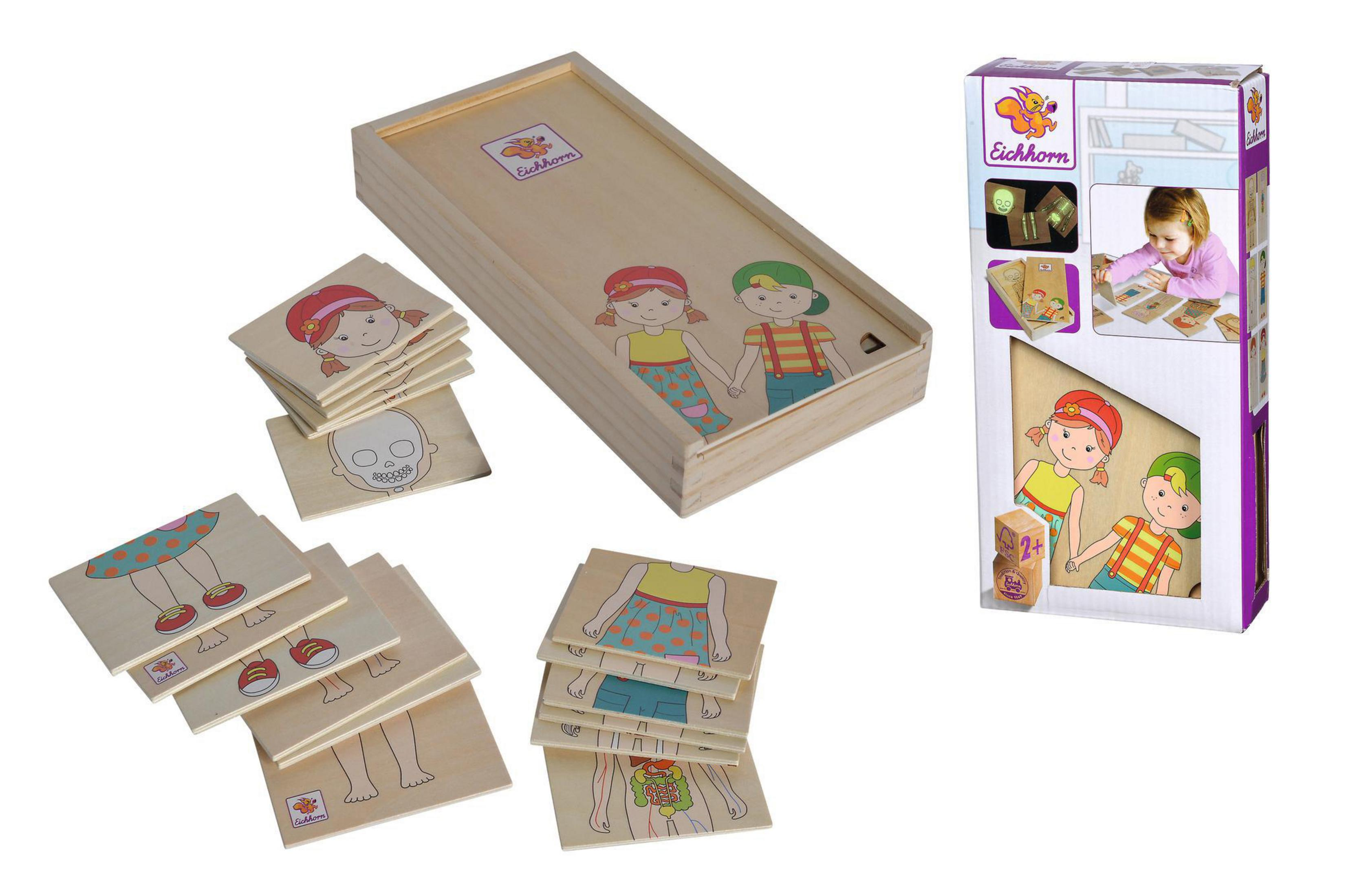 EICHHORN 100005414 EH KÖRPERPUZZLE MIT HOLZBOX Holzspielzeugset Naturfarben/Mehrfarbig