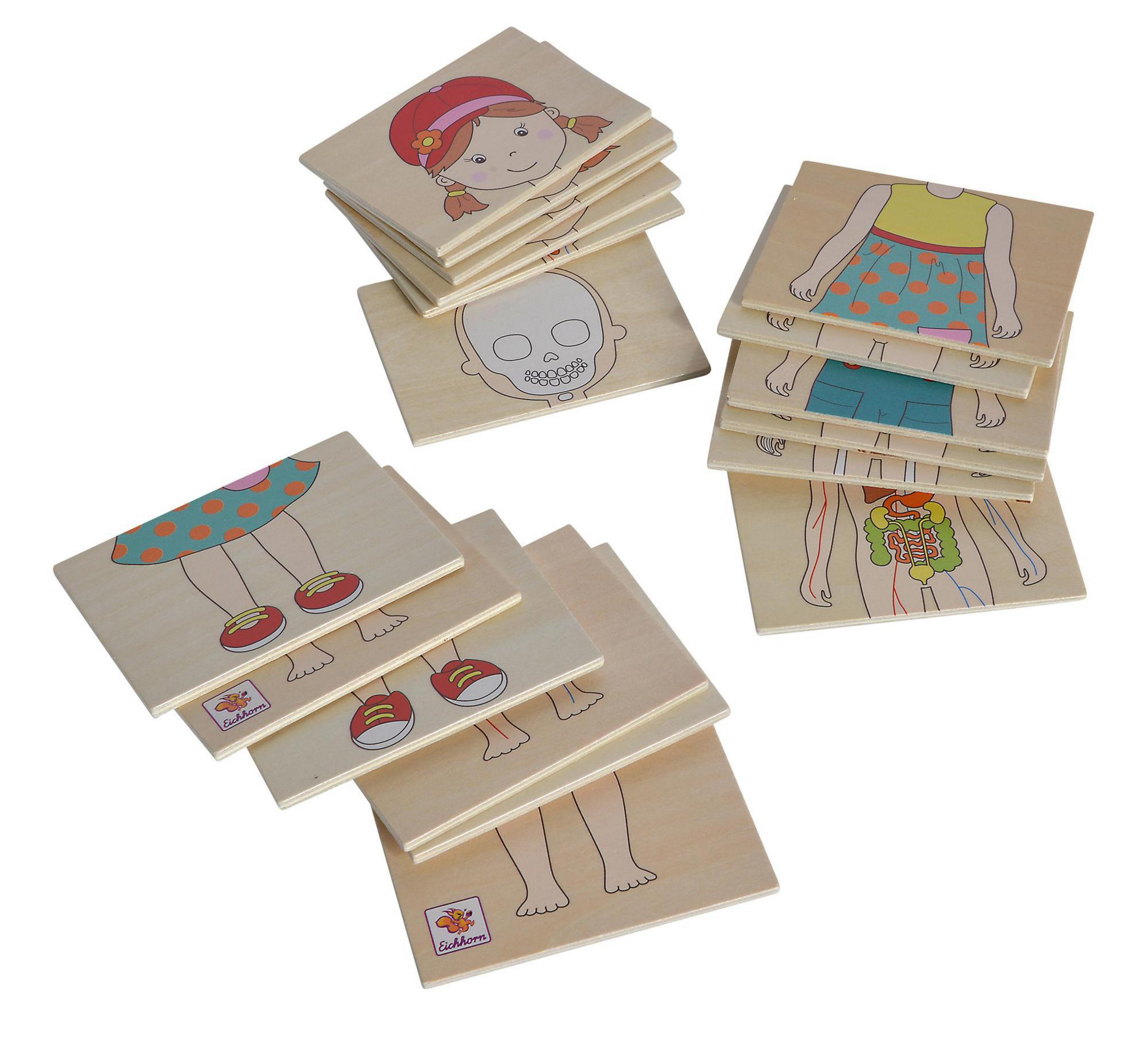 100005414 EICHHORN Holzspielzeugset Naturfarben/Mehrfarbig EH HOLZBOX MIT KÖRPERPUZZLE