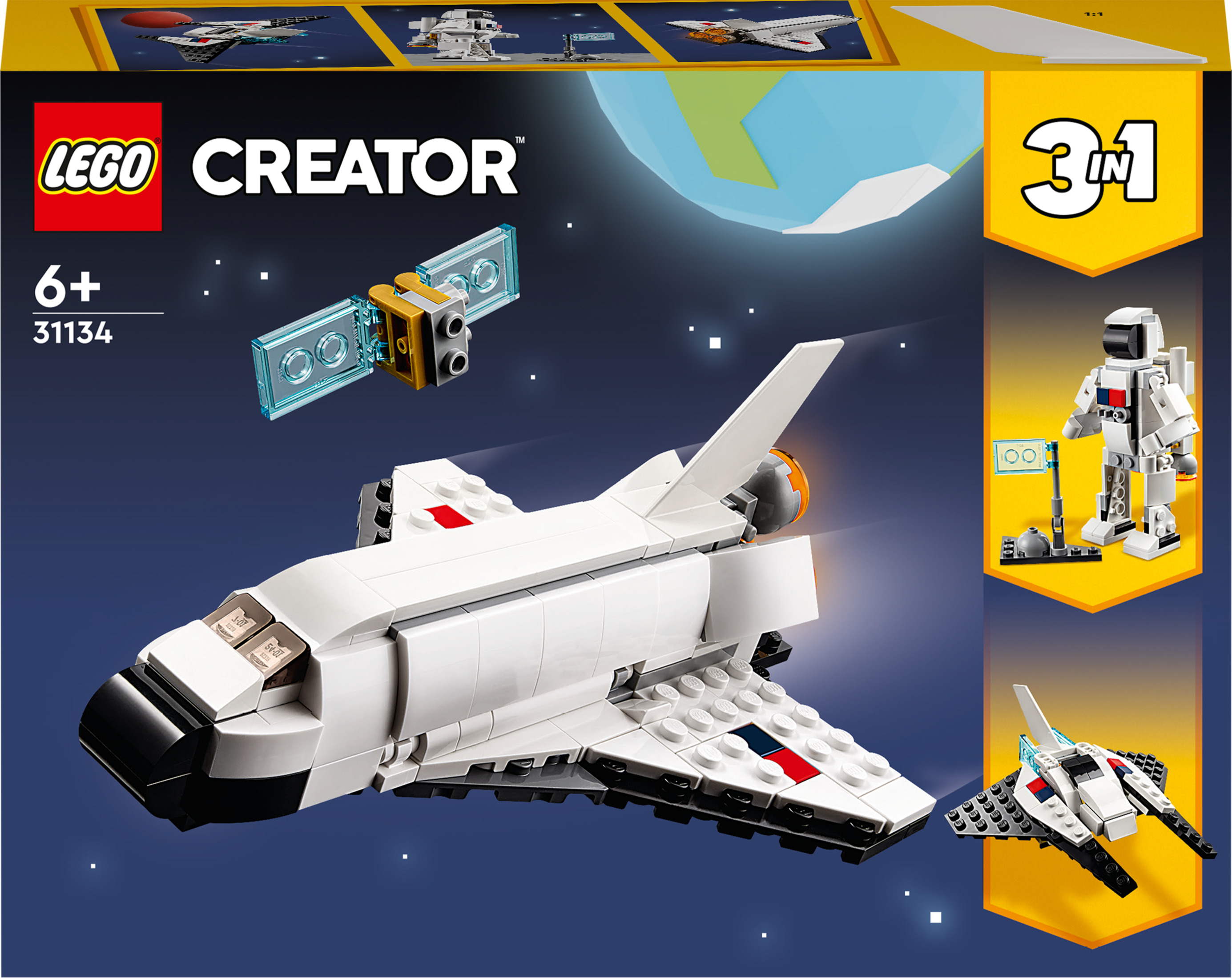 Zestaw Lego Creator z statkiem kosmicznym i astronautą.