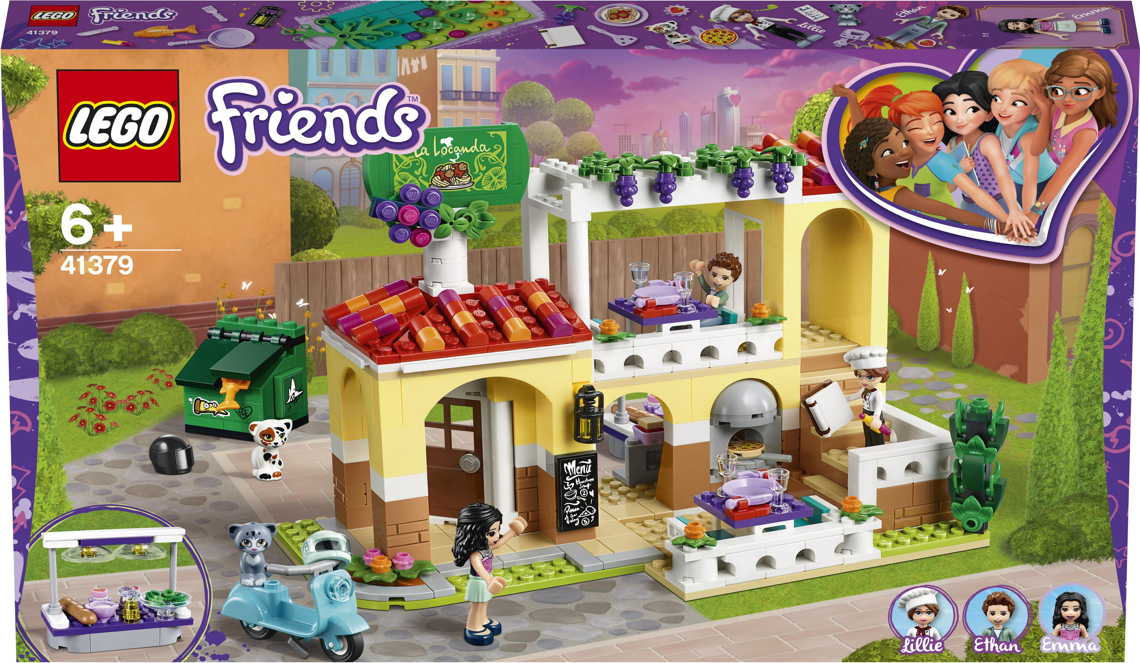 Zestaw Lego Friends, restauracja z figurkami i akcesoriami.