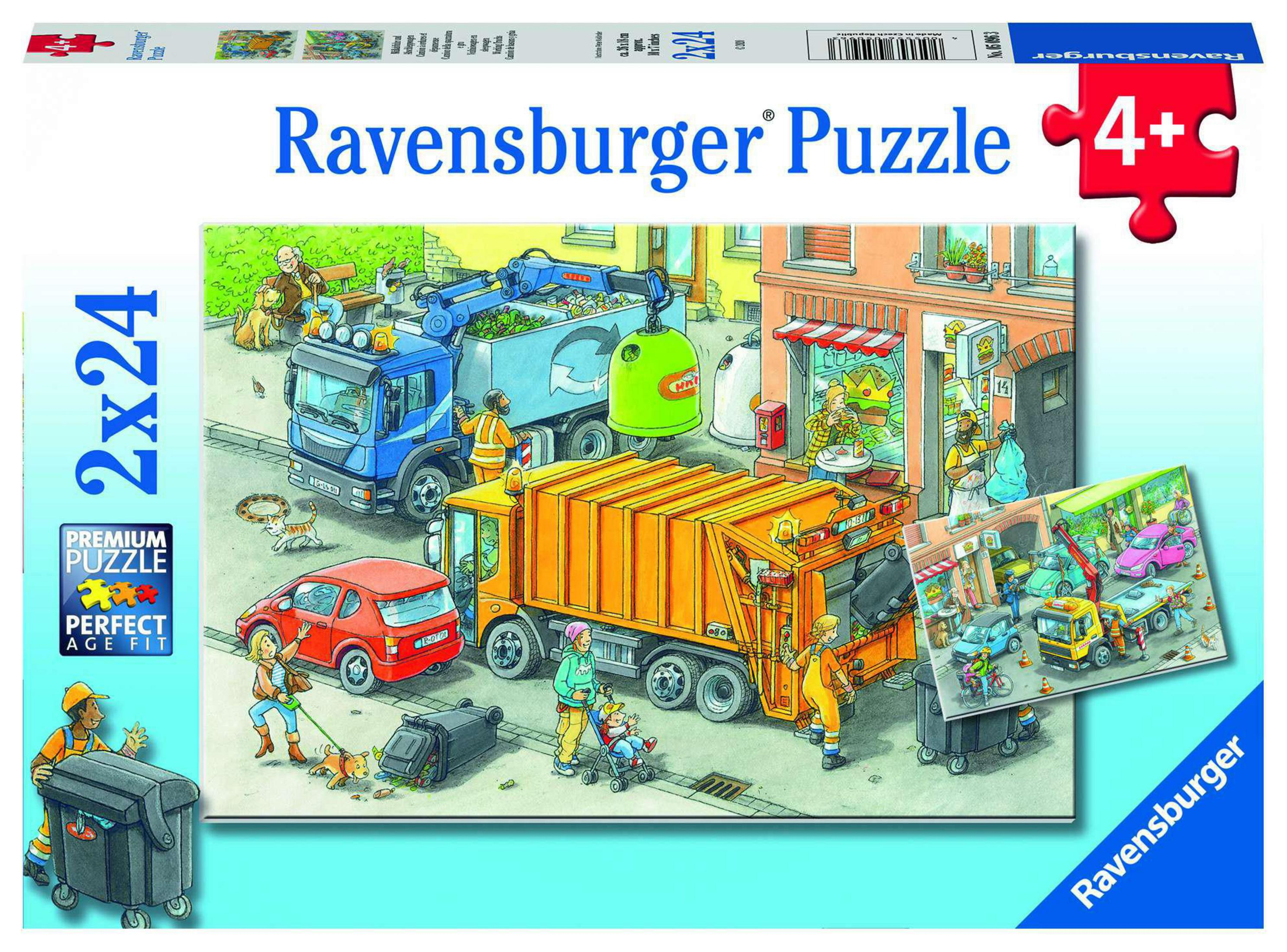 05096 RAVENSBURGER Puzzle MÜLLABFUHR UND ABSCHLEPPWAGE