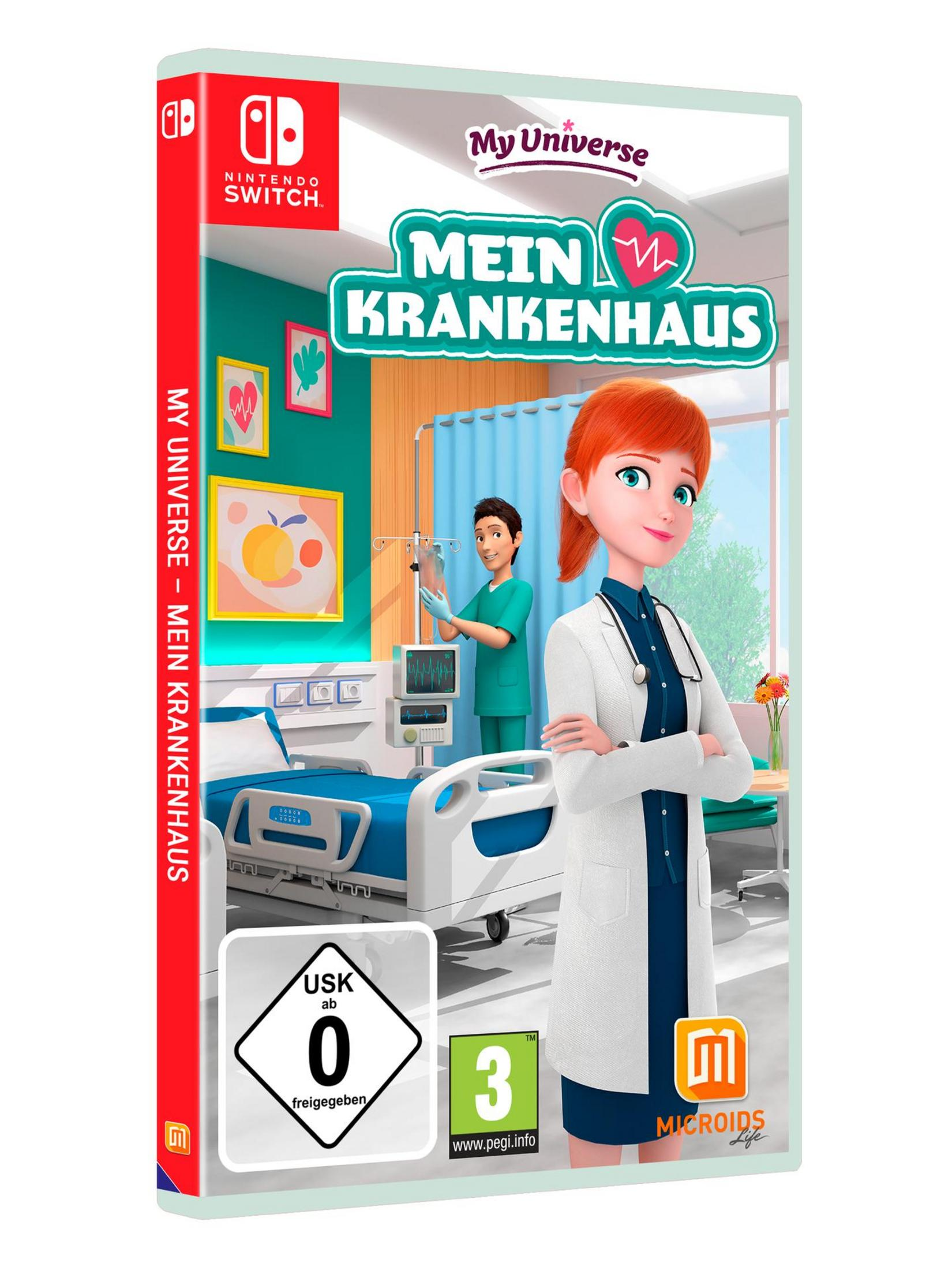 Eine Nintendo Switch-Spielbox. Das Cover zeigt eine Cartoon-Frau im Laborkittel und eine Krankenhausszene.