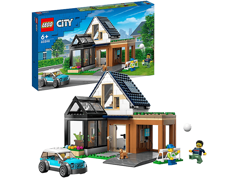 LEGO 60398 FAMILIENHAUS MIT ELEKTROAUTO Bausatz, Mehrfarbig