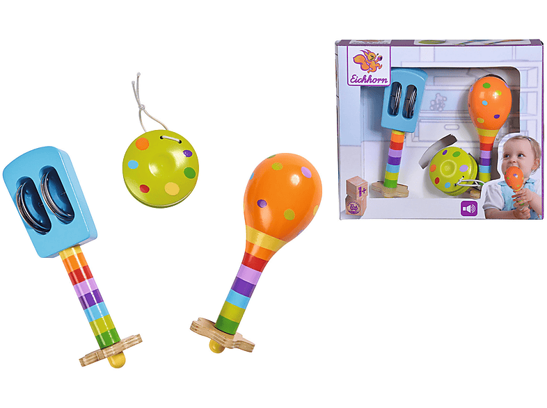 Mehrfarbig MIT EICHHORN MUSIK MARACAS SET Kinderspielzeug EH 100003484