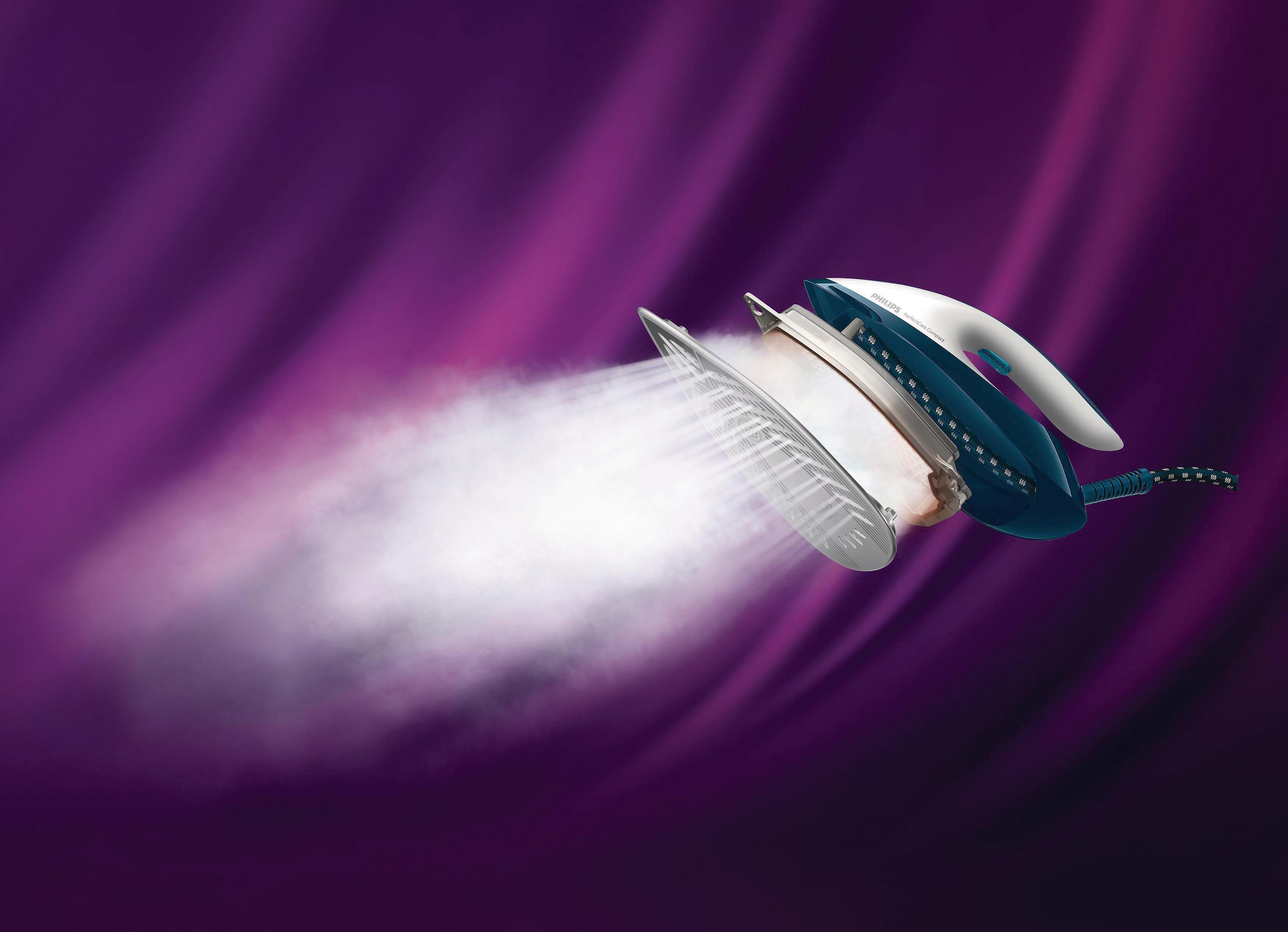 Centro de planchado - PHILIPS GC7844/20, 2400 W, 6,5 bar, Suela de SteamGlide, aguamarina, Blanco