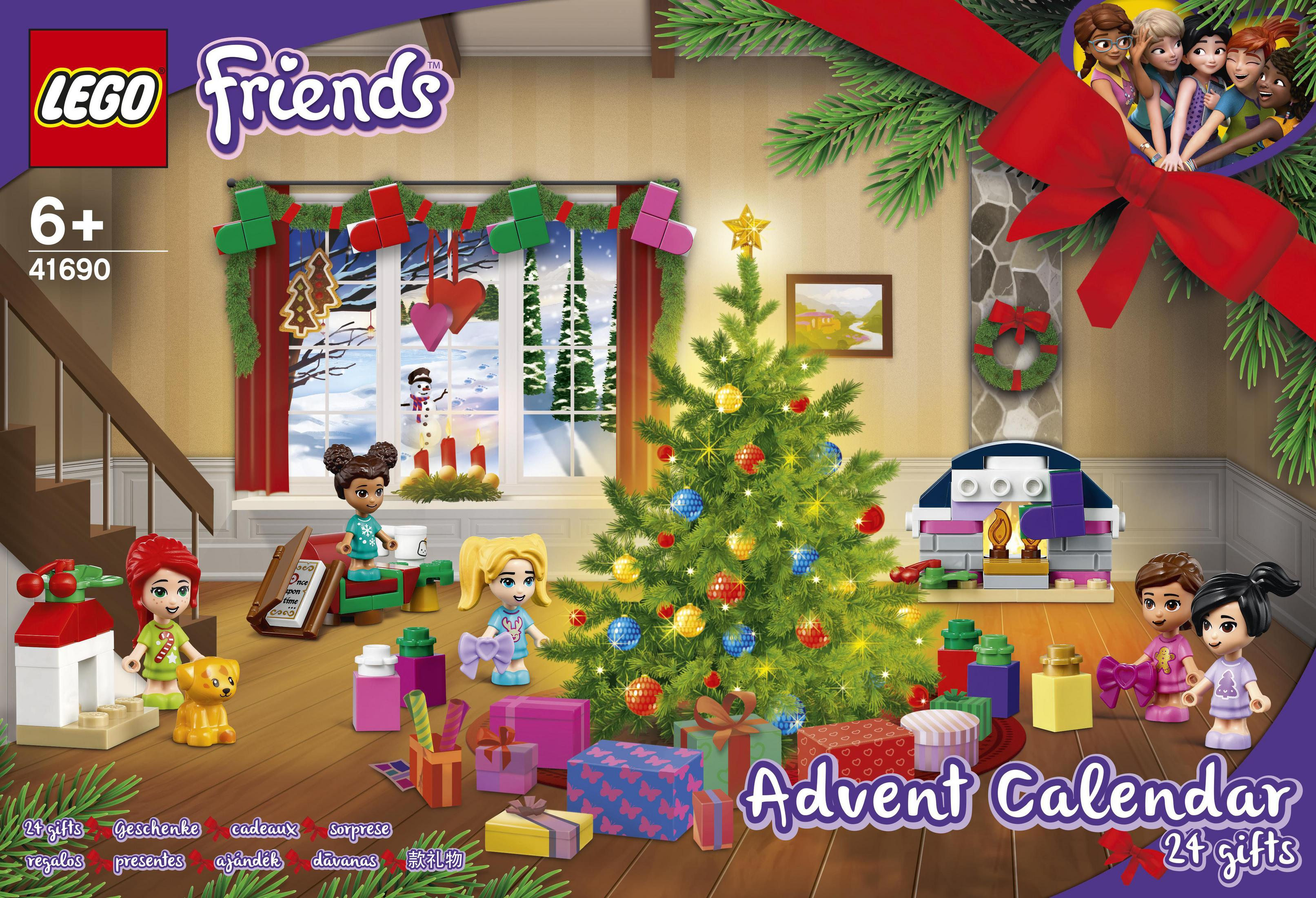 Lego Friends Advent Calendar box set, showing a Christmas tree and gifts.