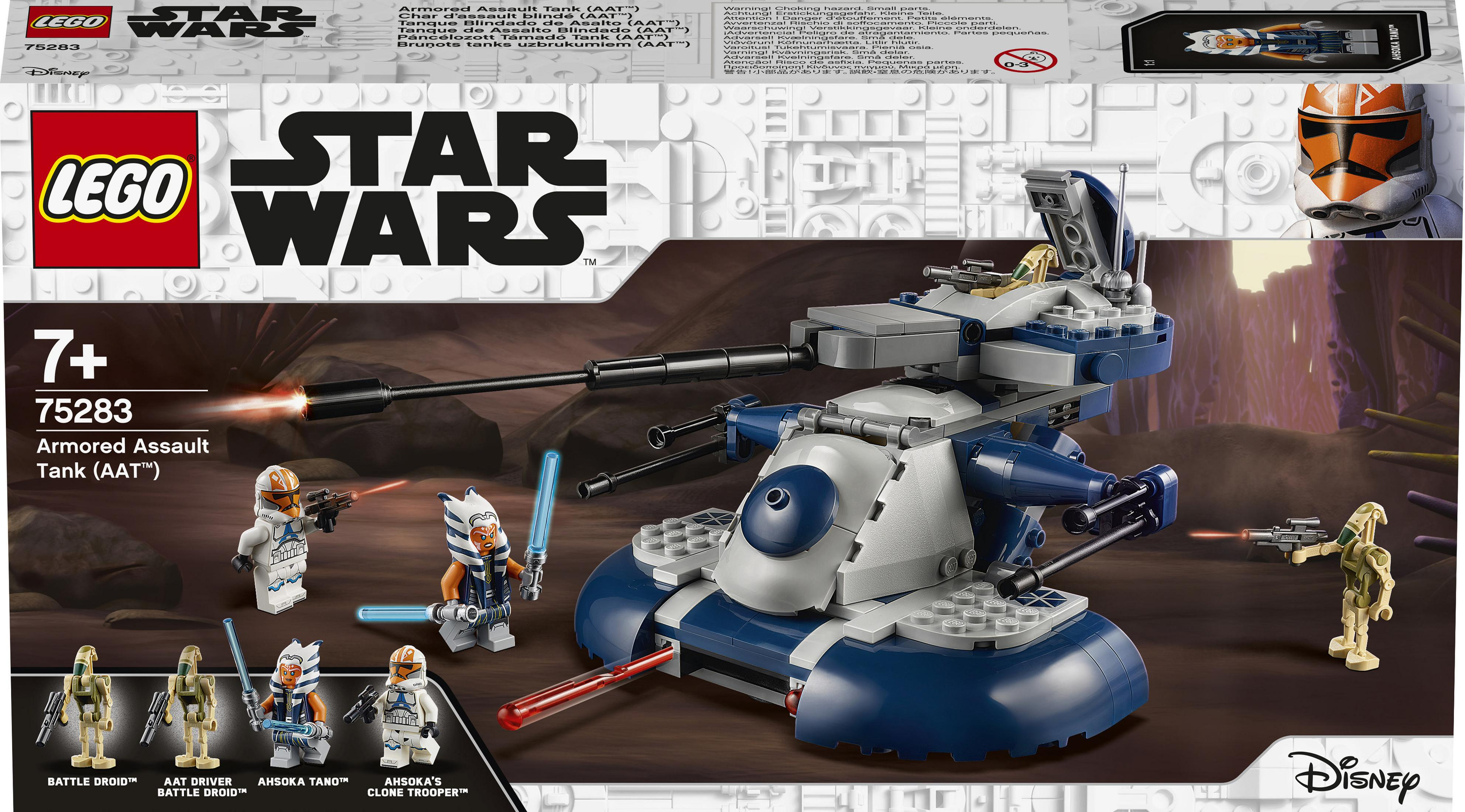 Lego Star Wars set box. Armored Assault Tank (AAT) is the main model. Figures in the front.