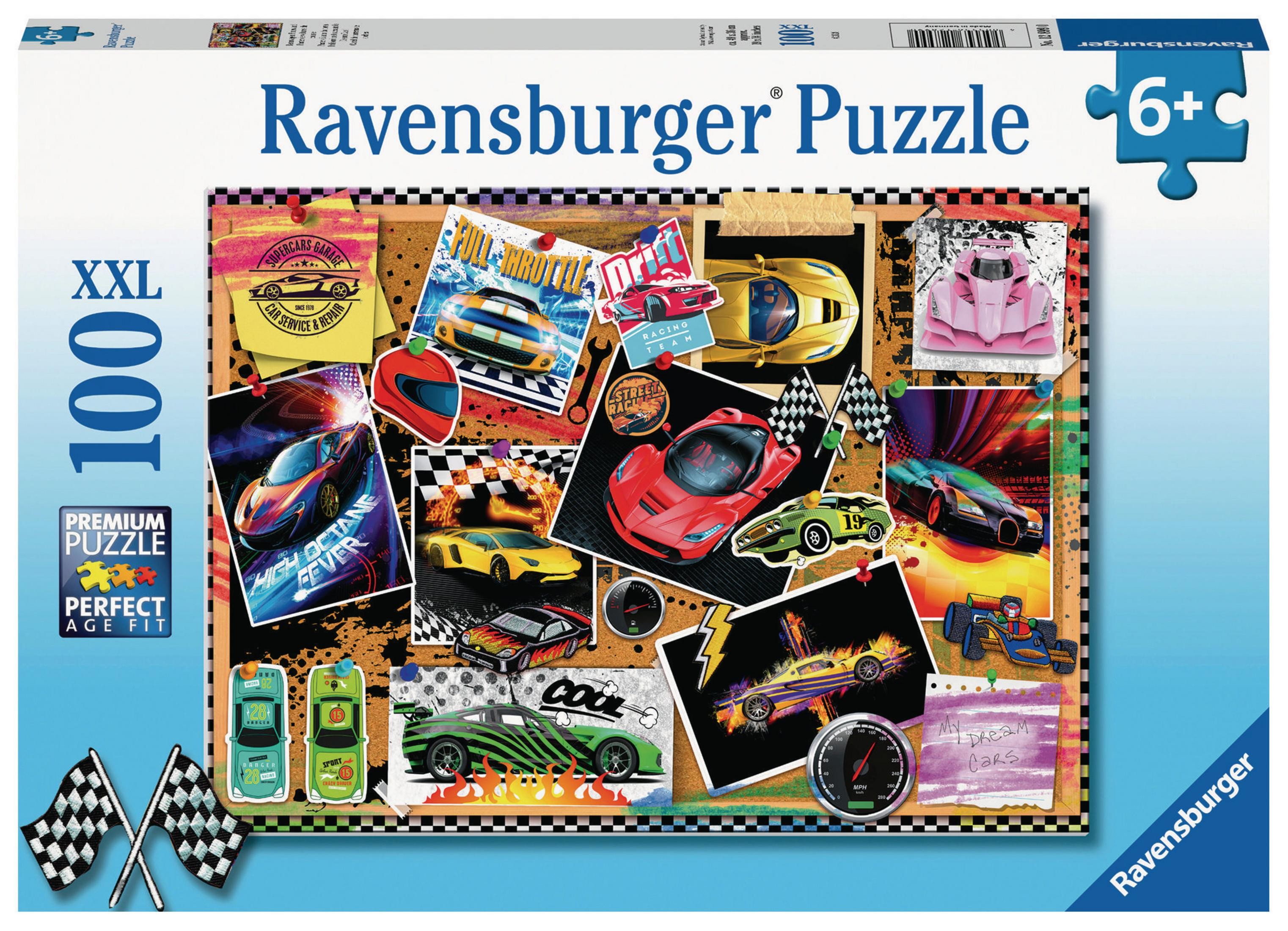 RAVENSBURGER 12899 RENNWAGEN Puzzle PINNWAND