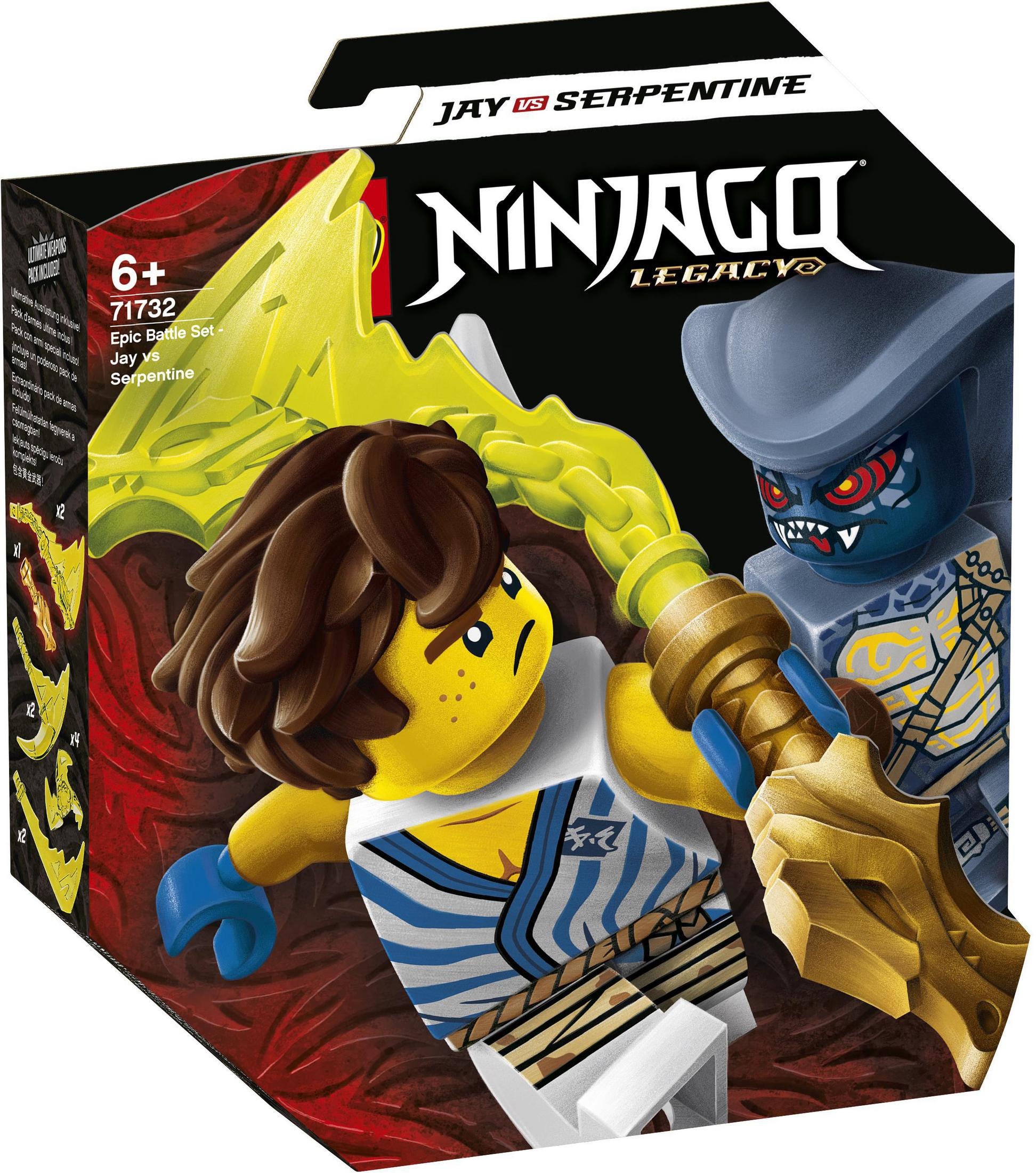 Eine Lego Ninjago Box mit Jay vs. Serpentine-Charakteren.