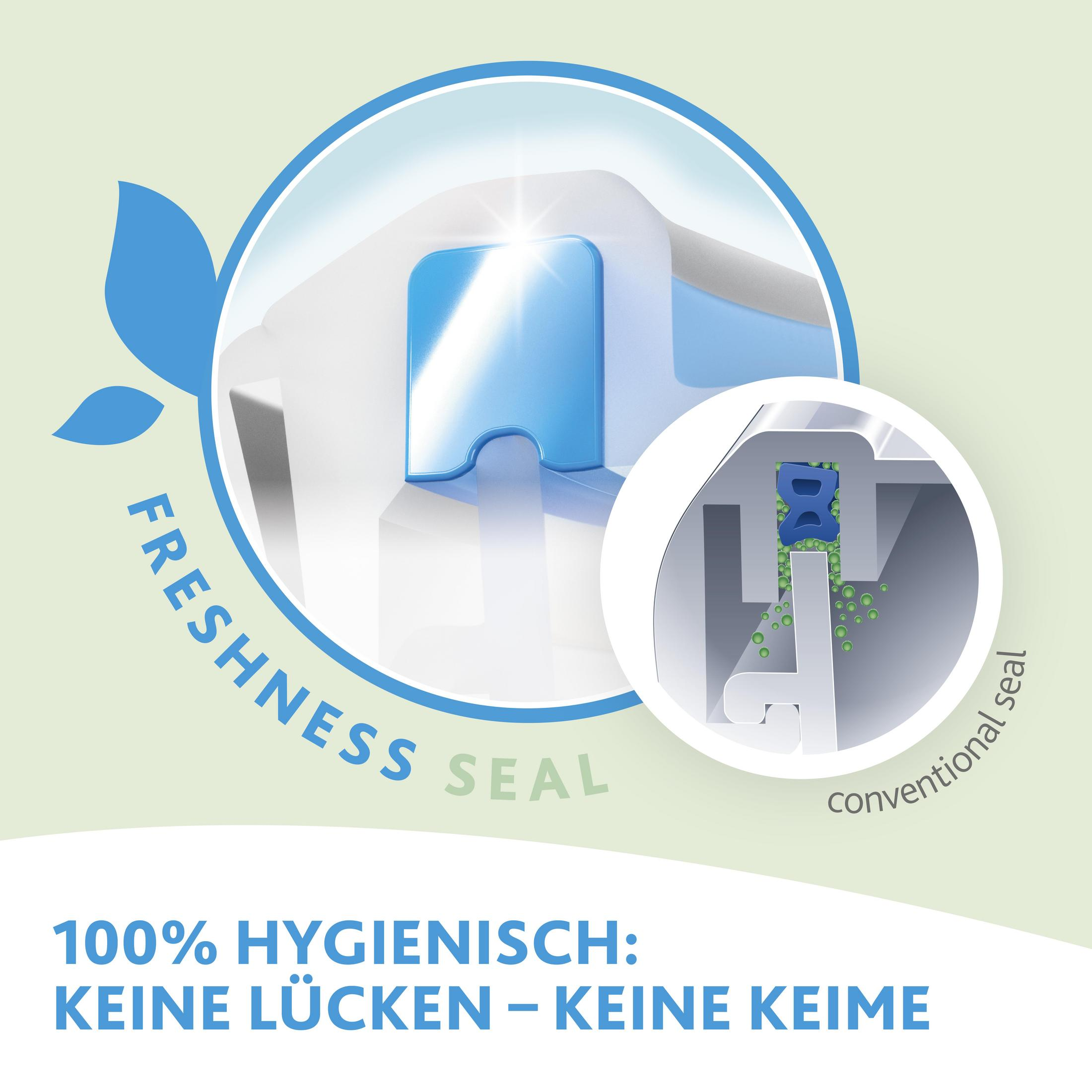 Eine Werbung für einen Frischeverschluss zeigt einen Querschnitt eines Kunststoffbehälters.