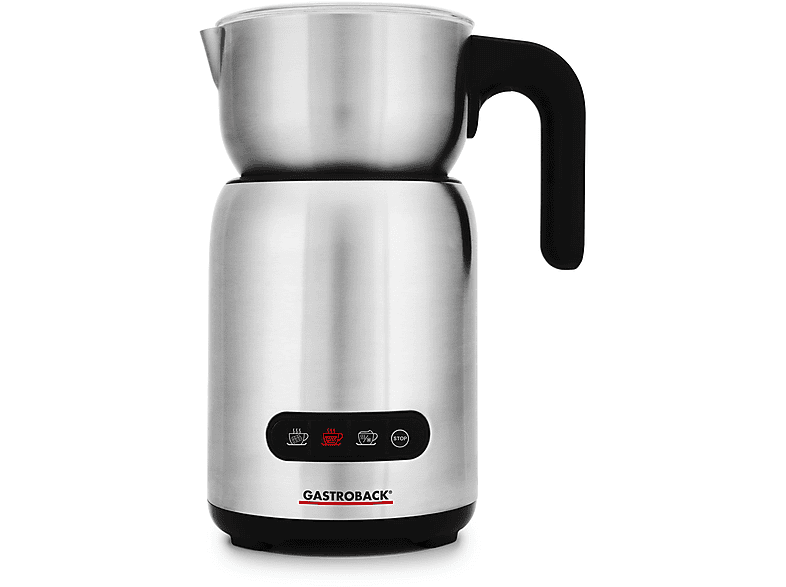GASTROBACK 42359 DESIGN MILK & CHOCOLATE ADVANCED Milchaufschäumer, Edelstahl/Schwarz, 650 Watt, 0,6 l