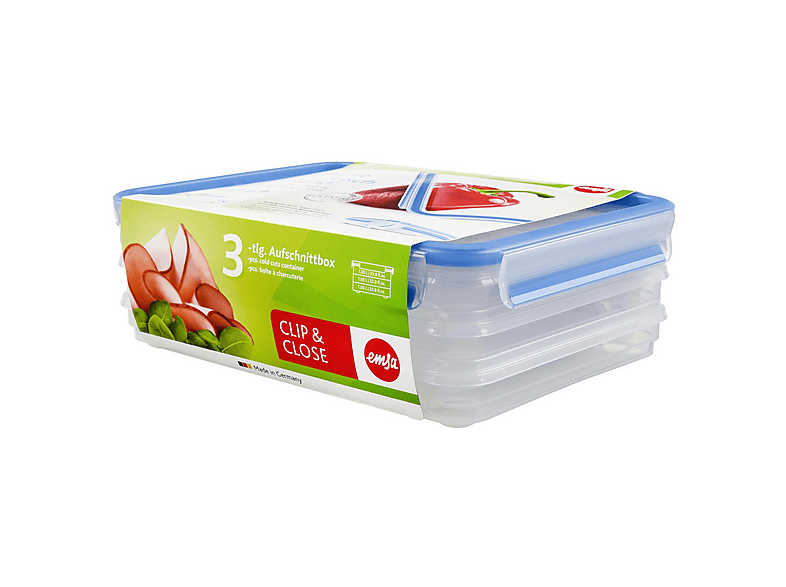 EMSA 508556 CLIP&CLOSE AUFSCHNITTBOX 3X1,0L Aufschnittbox Transparent