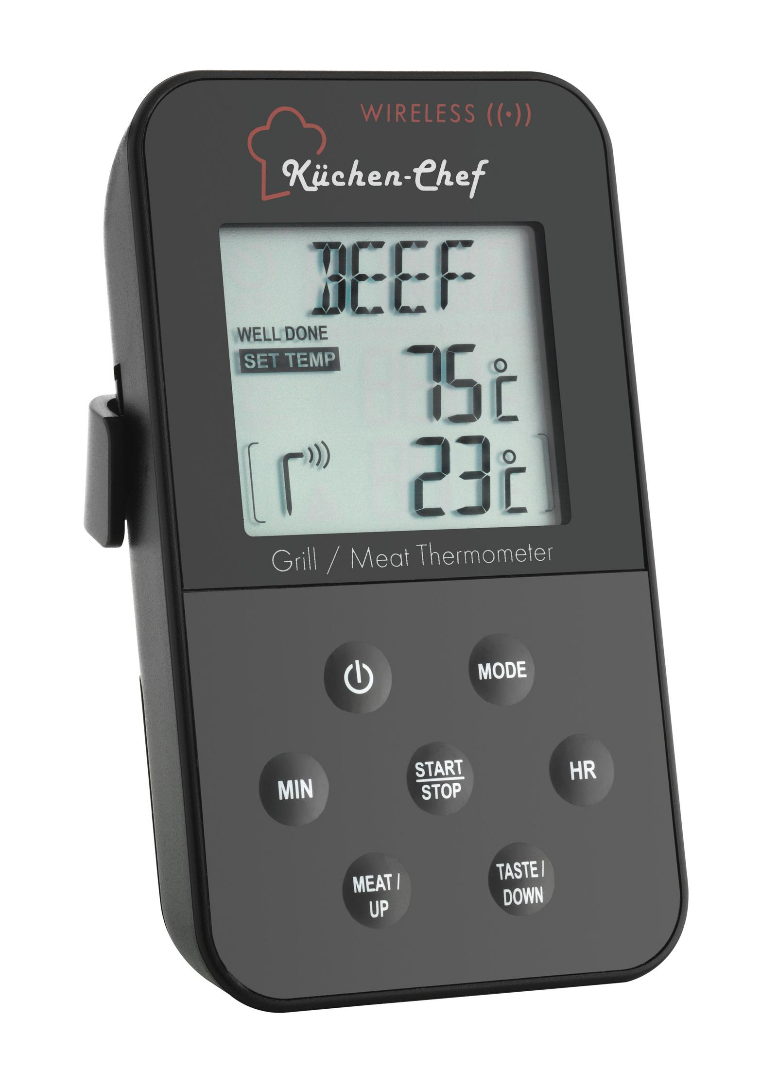TFA 14.1504 KÜCHEN-CHEF FUNK-GRILL-OFENTHERMOMETER Funk-Grill-Bratenthermometer Schwarz