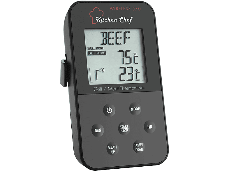 KÜCHEN-CHEF 14.1504 TFA FUNK-GRILL-OFENTHERMOMETER Schwarz Funk-Grill-Bratenthermometer