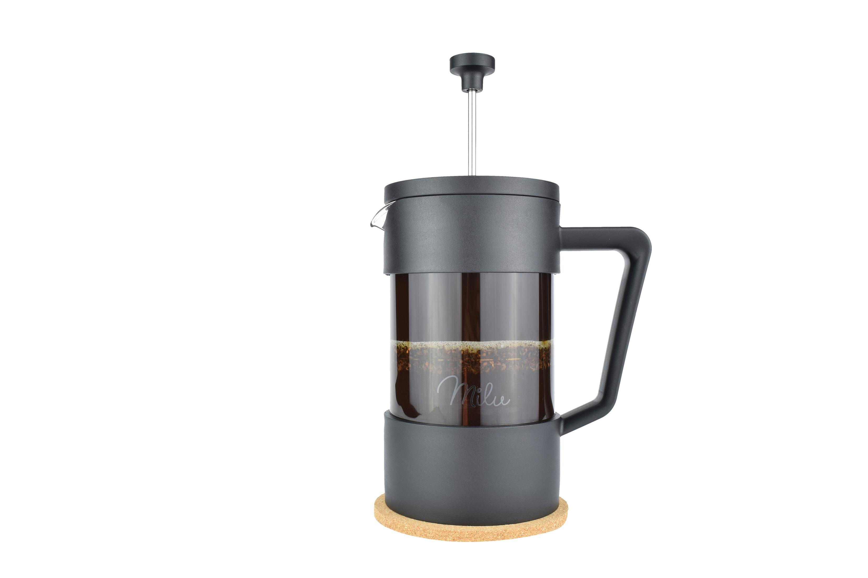 VDN French Press Aus Edelstahl – Doppelwandig Isoliert Für Heißen Kaffee Oder Tee (700ml, 5-6 Tassen, Schwarz)