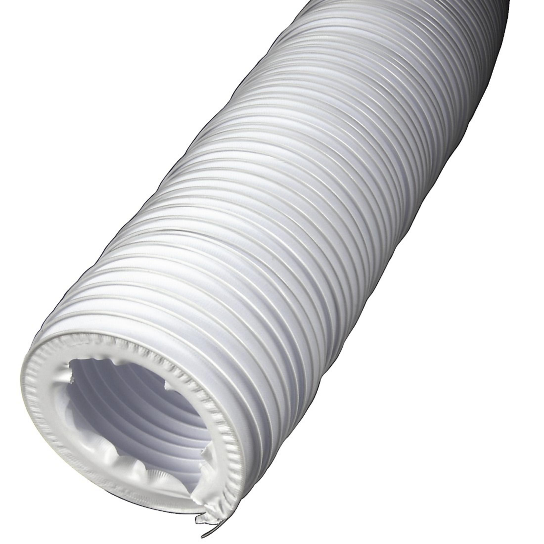 Un tubo flessibile bianco, ondulato, con un interno parzialmente visibile.