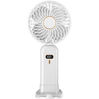 Ventilador de exterior - SYNTEK Ventilador pequeño de mano con carga USB para teléfono Ventilador hidratador de exterior, 5 velocidades velocidades, Blanco