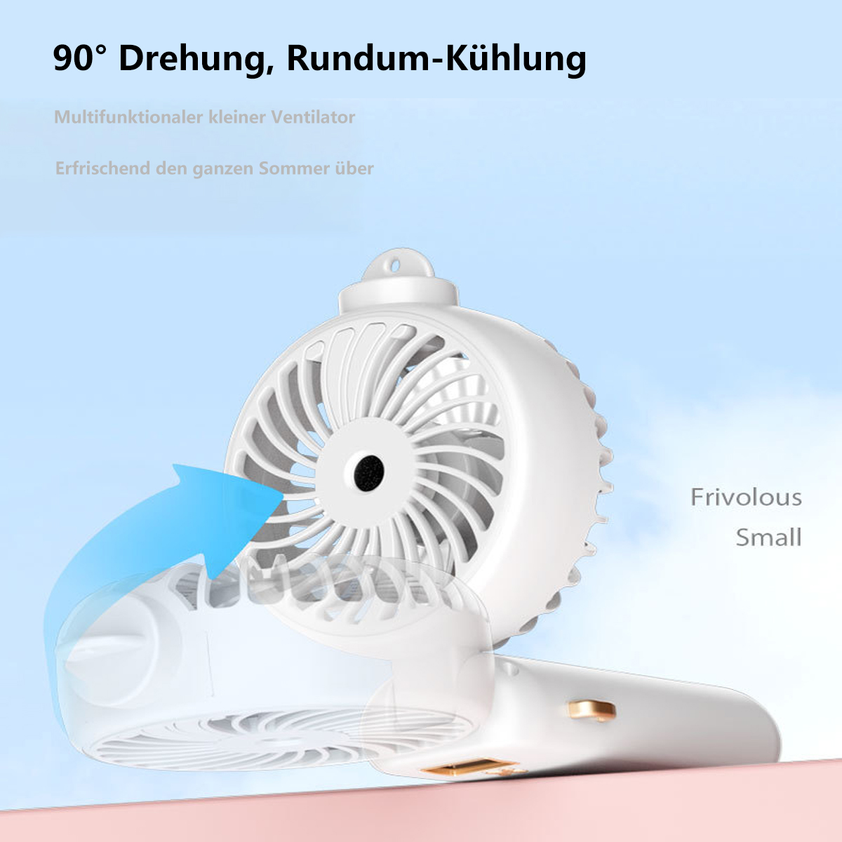 Handheld Cooling Folding Ventilator Small Kleiner SYNTEK Kompaktventilator Mist Weiß Digital Fan Fan