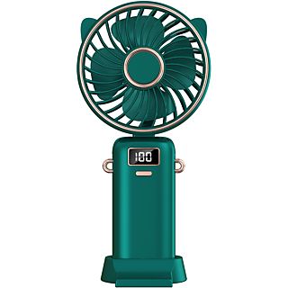 Ventilador de exterior - SYNTEK Ventilador Pequeño Ventilador Digital de Mano Recargable de Larga Duración Púrpura, 5 velocidades velocidades, Verde