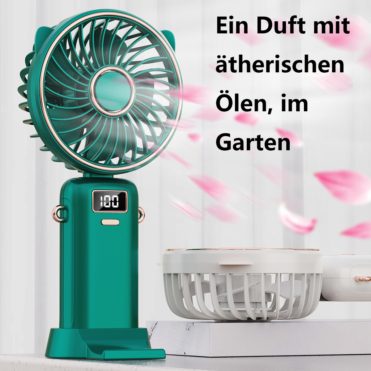 SYNTEK Kleiner Kleinventilator weißer Handventilator Lebensdauer langer mit Kompaktventilator Weiß digitaler Wiederaufladbarer