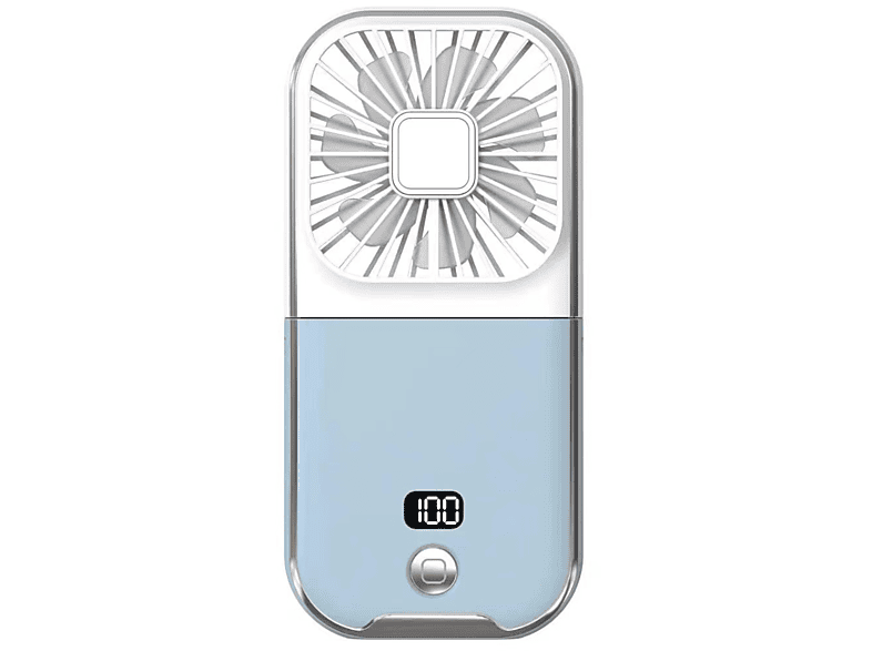 SYNTEK USB Kompaktventilator Digitaler Tragbarer Blau Wiederaufladbar Klein Nackenventilator Handventilator