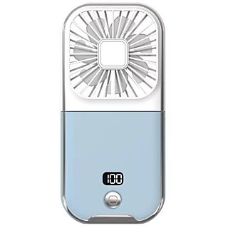Ventilador de exterior - SYNTEK Ventilador de cuello USB recargable Ventilador de mano digital portátil pequeño, 4 niveles de velocidad velocidades, Azul