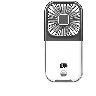 Ventilador de exterior - SYNTEK Ventilador de Cuello Blanco y Negro USB Recargable Digital Portátil Ventilador de Mano Pequeño, 4 velocidades velocidades, Negro