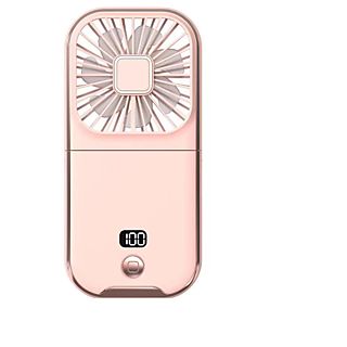 Ventilador de exterior - SYNTEK Ventilador de cuello USB recargable Ventilador de mano digital portátil pequeño, 4 velocidades velocidades, Rosa