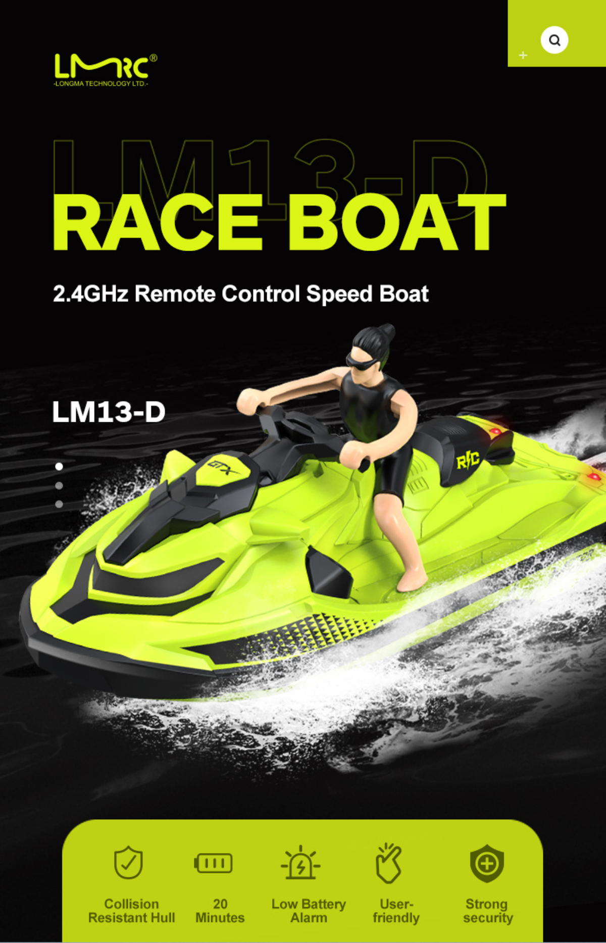 Jungen High Lichter RC 2.4G Boot SHAOKE Motorboot Blau RC Speed Boot Elektrisch Spielfahrzeug Speed