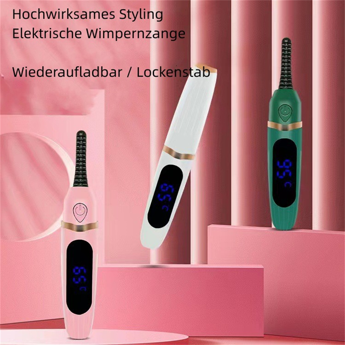 SYNTEK Elektrische Wimpernzange Grün Wiederaufladbar Grün Tools Wimpernzange Eisen Beauty Digital