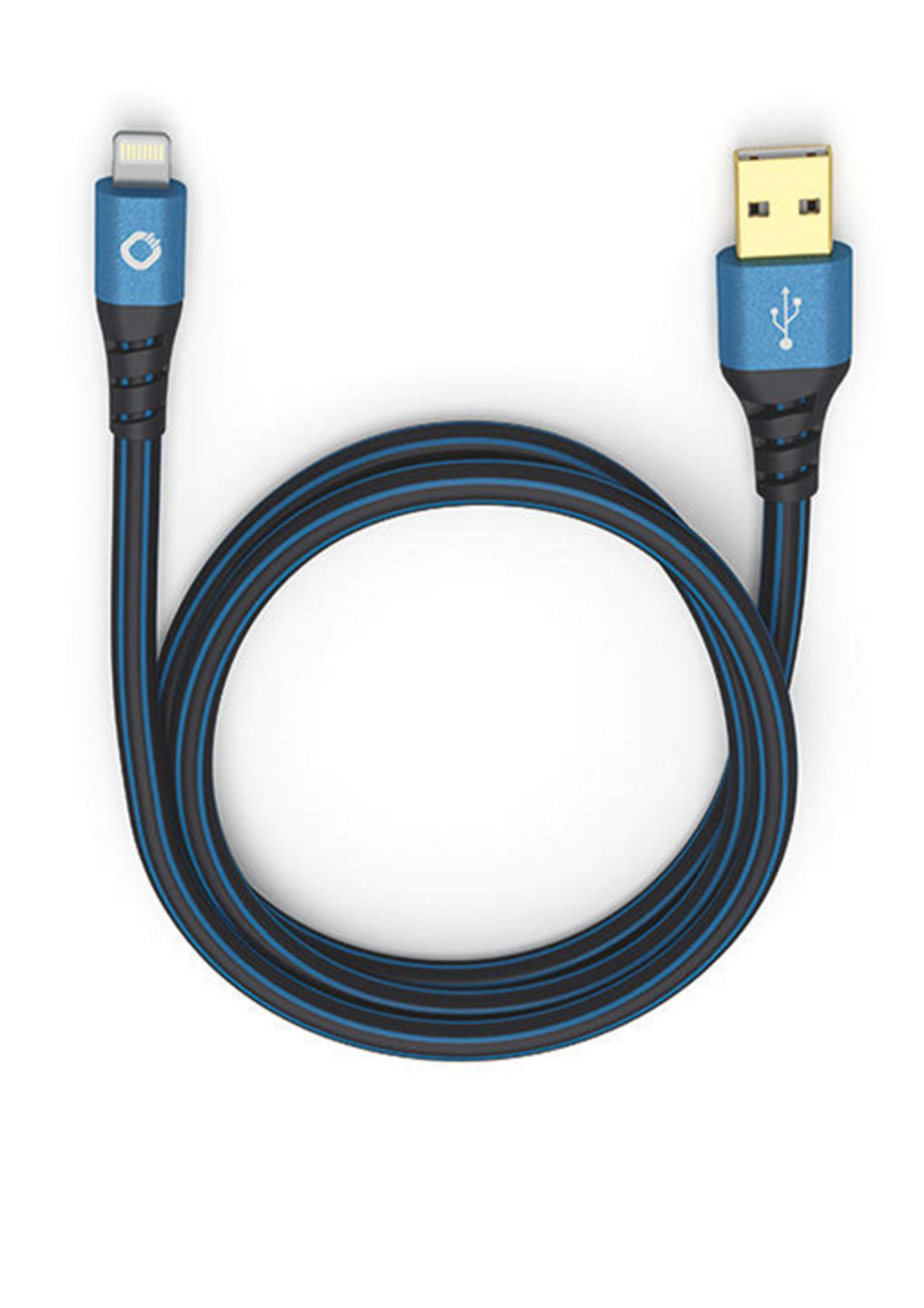 OEHLBACH 9322 USB PLUS Apple APPLE LIGHTNING AUF passend USB-A Kabel 1,00M Schwarz/Blau für: Lightning